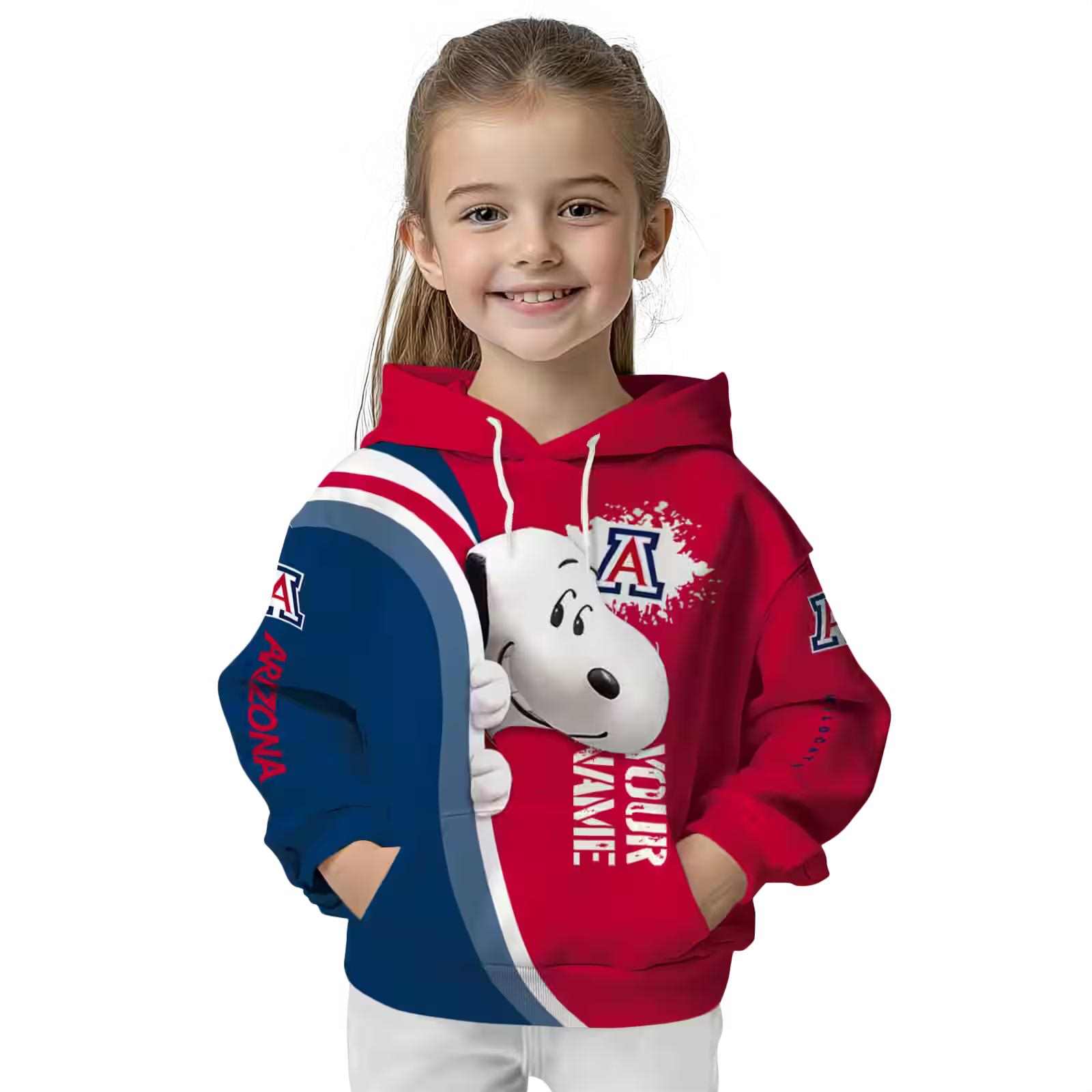 customized arizona wildcats peeking snoopy red hoodie top rated