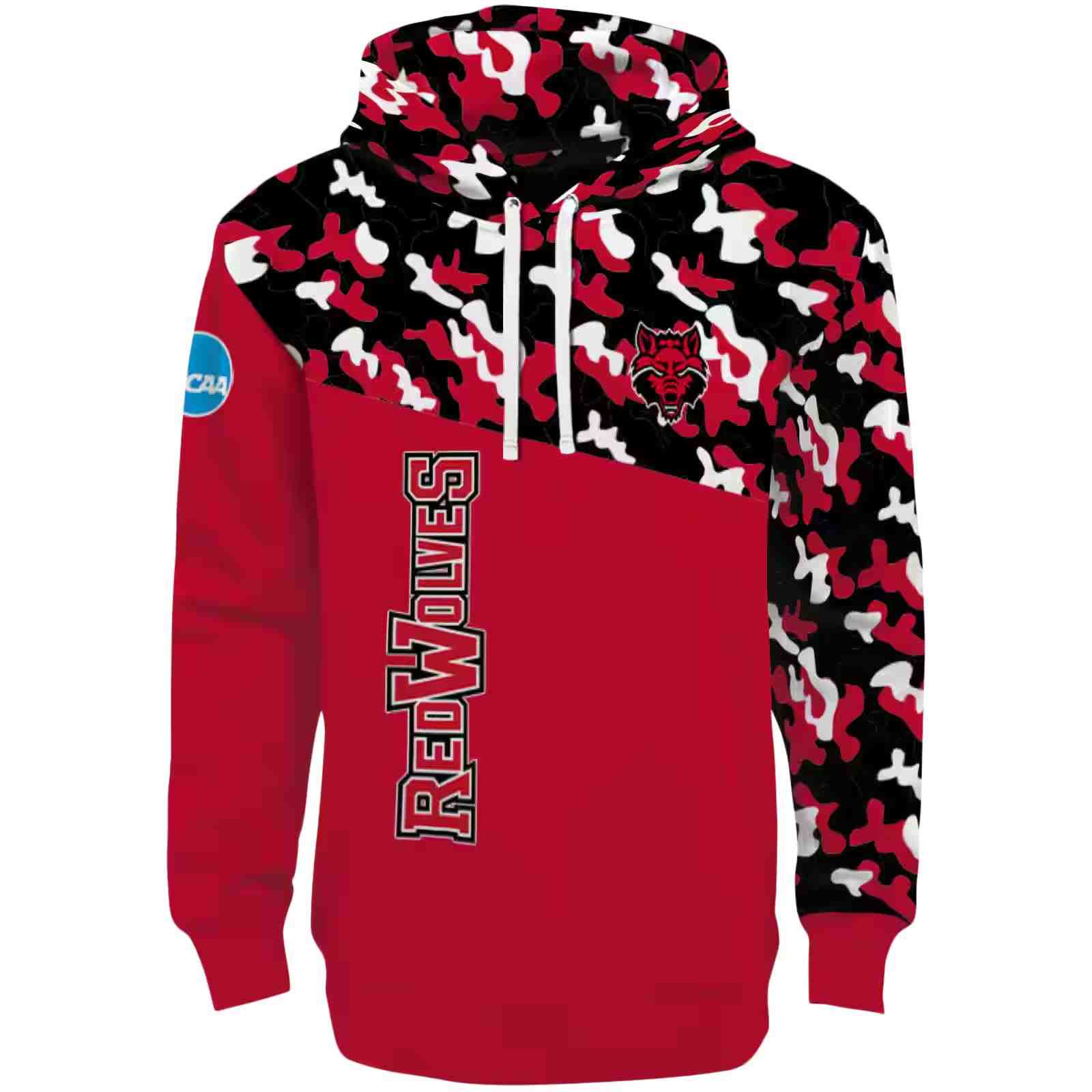 Customized Arkansas State Red Wolves Camo Pattern Scarlet Hoodie