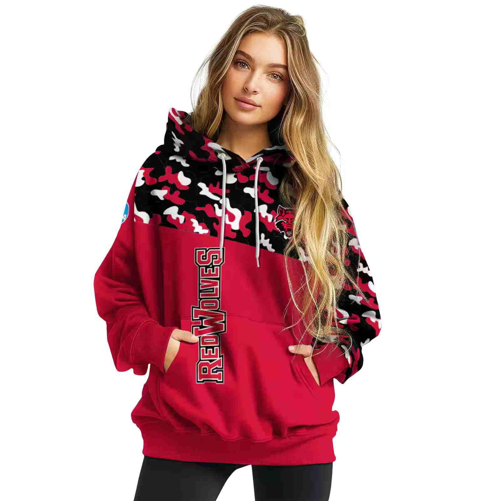 customized arkansas state red wolves camo pattern scarlet hoodie high quality