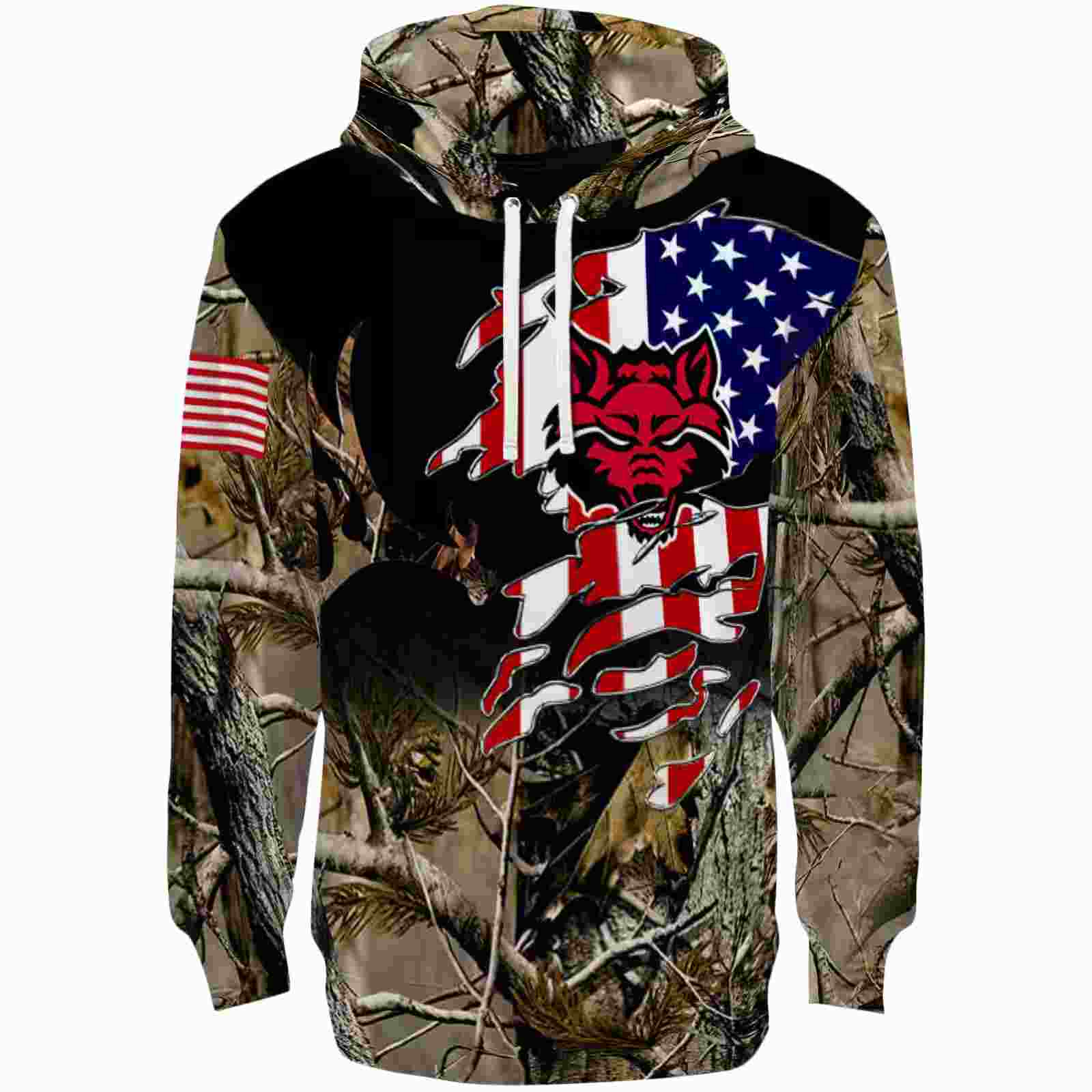 Customized Arkansas State Red Wolves Tree Camo Hoodie