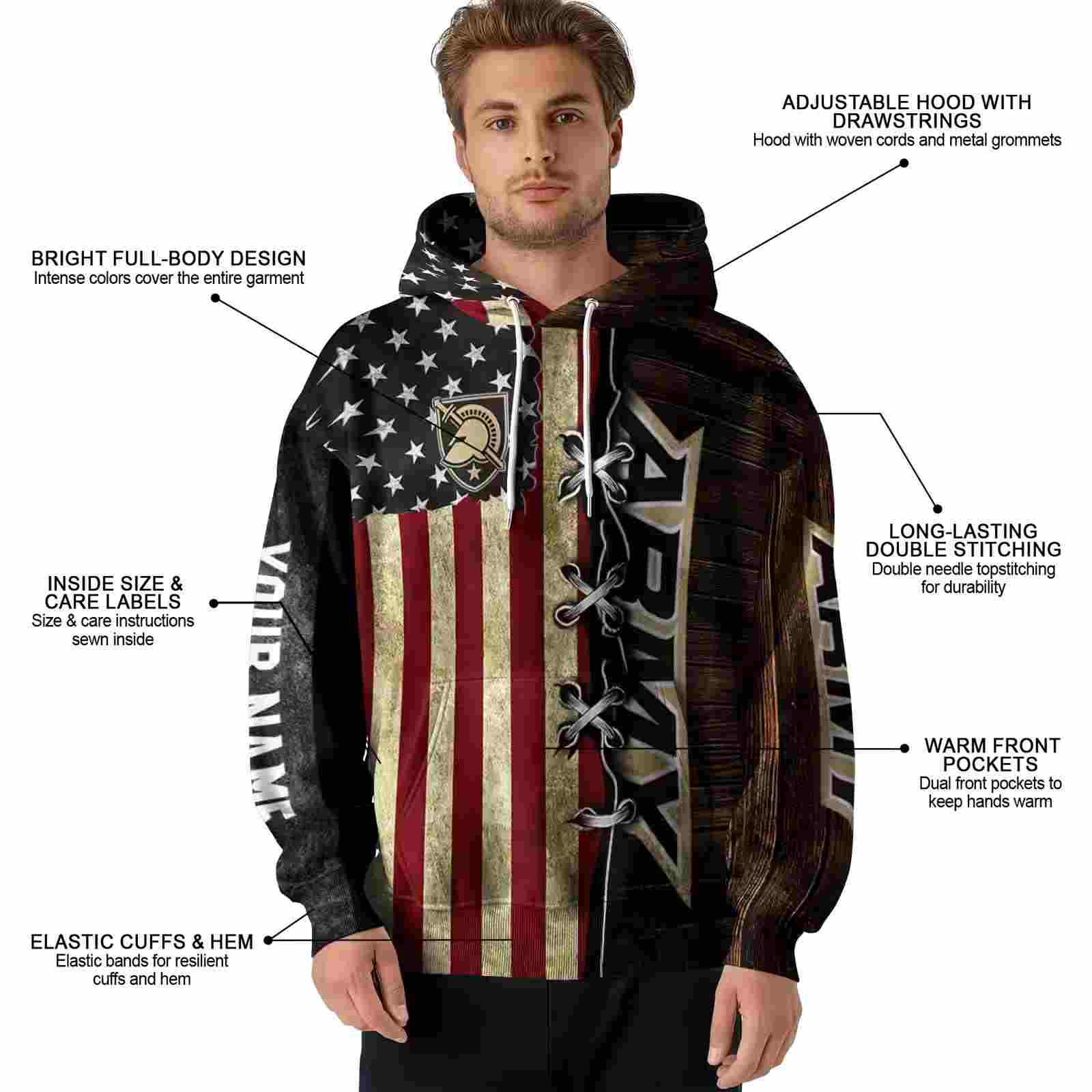 customized army black knights american pride hoodie latest model