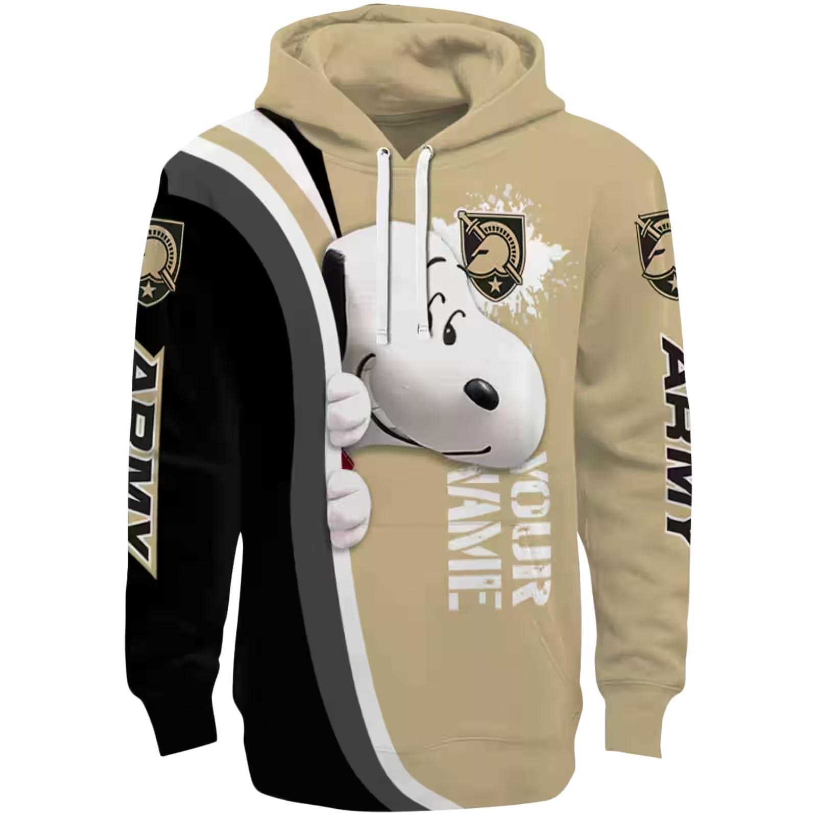 Customized Army Black Knights Peeking Snoopy Gold Hoodie