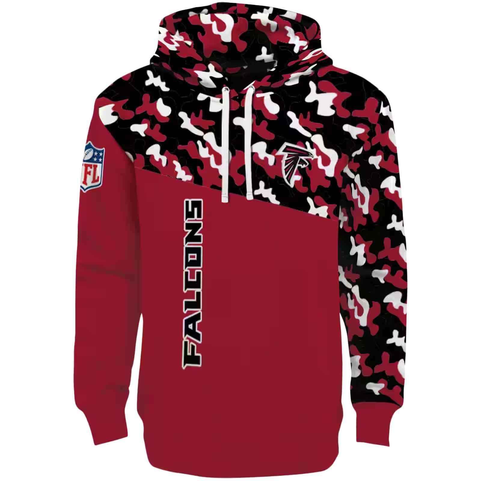 Customized Atlanta Falcons Camo Pattern Red Hoodie