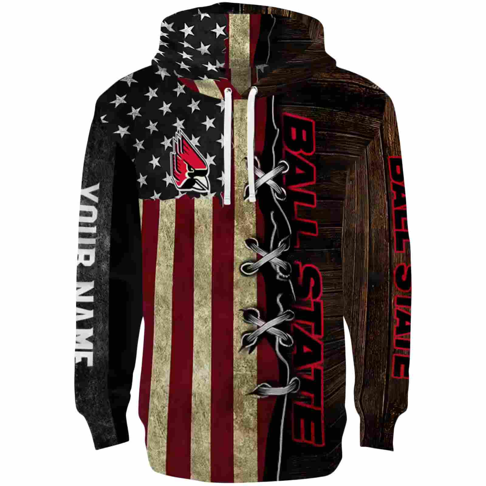 Customized Ball State Cardinals American Pride Hoodie