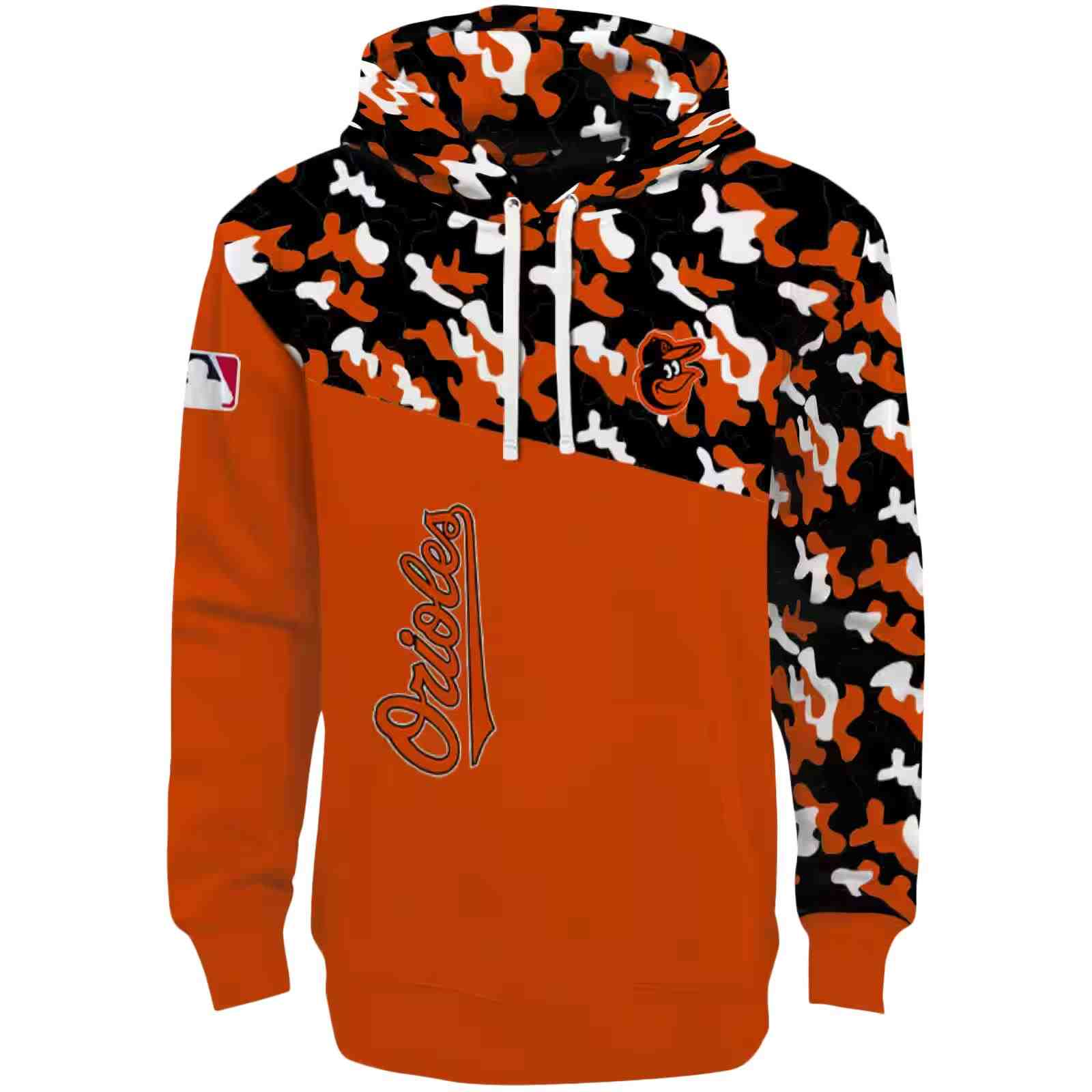 Customized Baltimore Orioles Camo Pattern Orange Hoodie