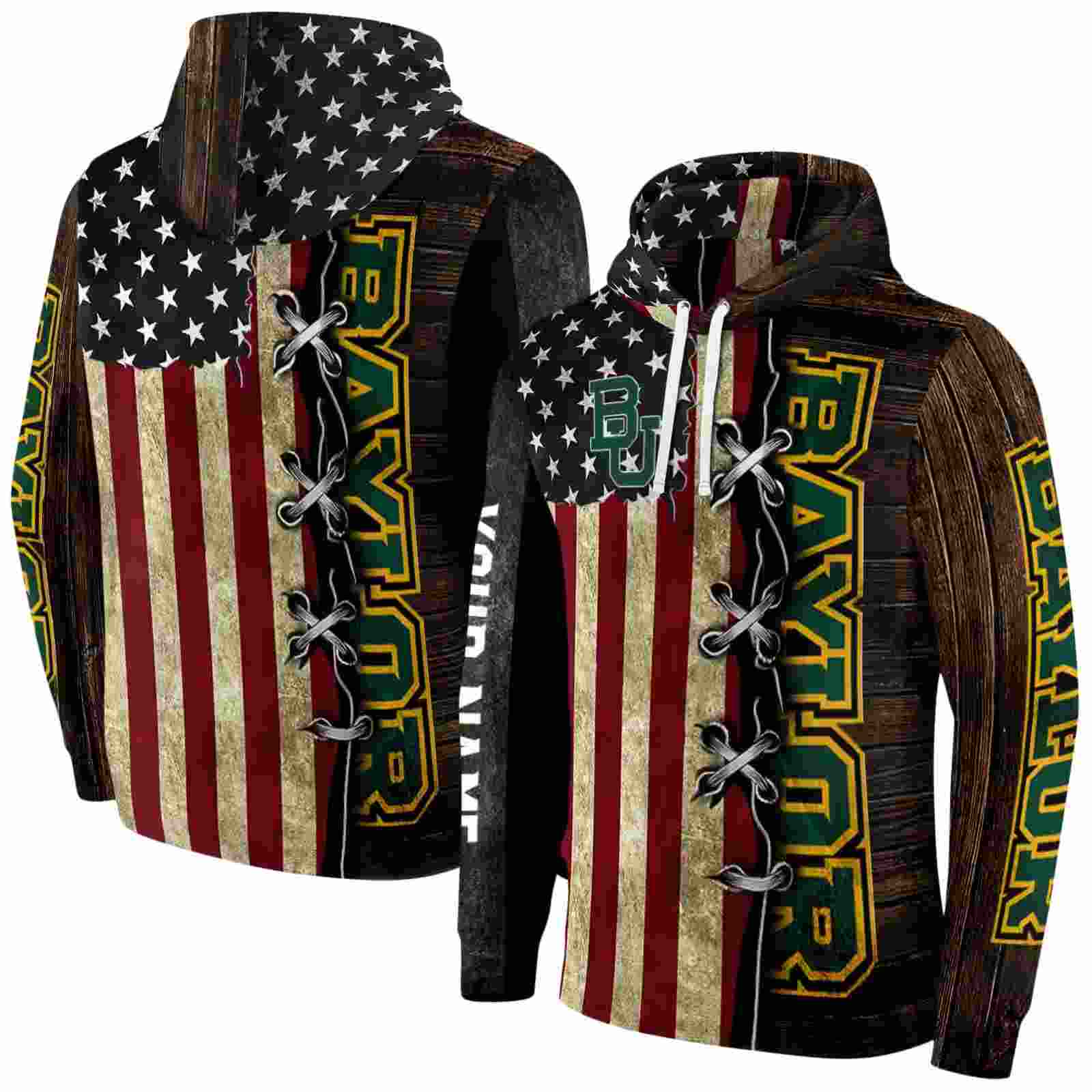 customized baylor bears american pride hoodie fashion forward