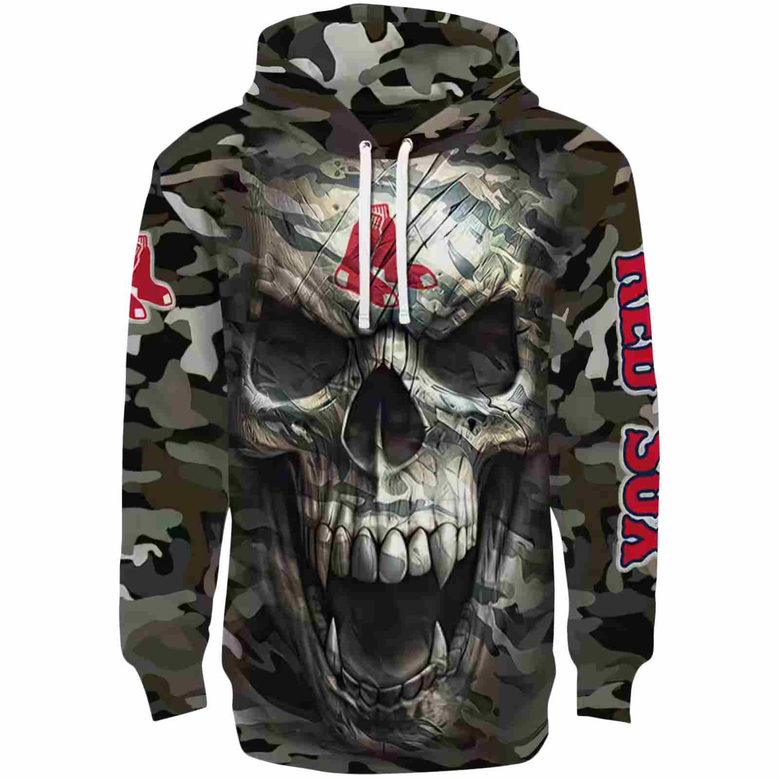 Customized Boston Red Sox Camo Skull Hoodie