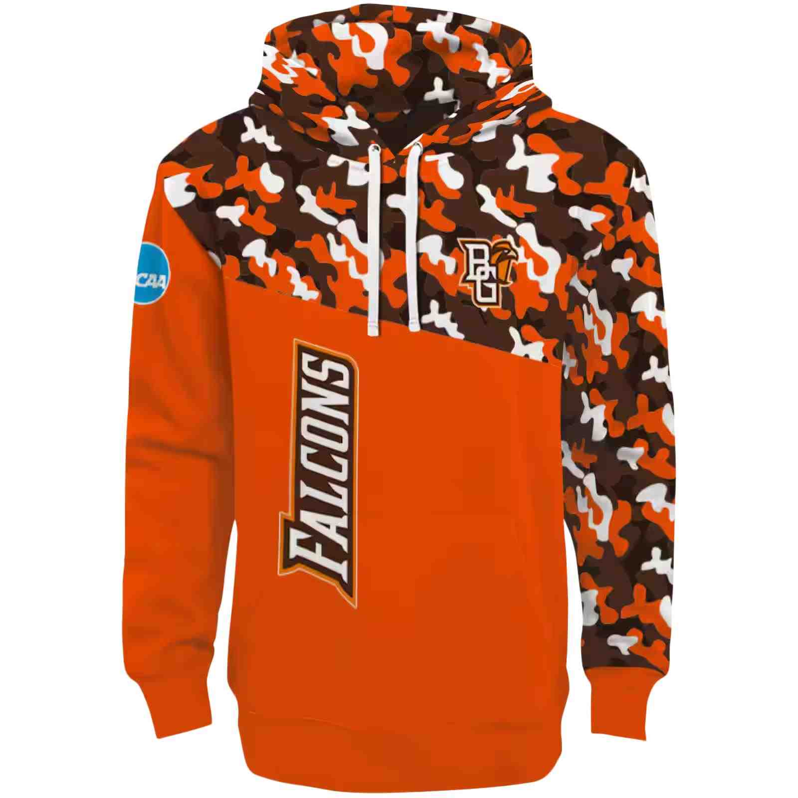 Customized Bowling Green Falcons Camo Pattern Orange Hoodie