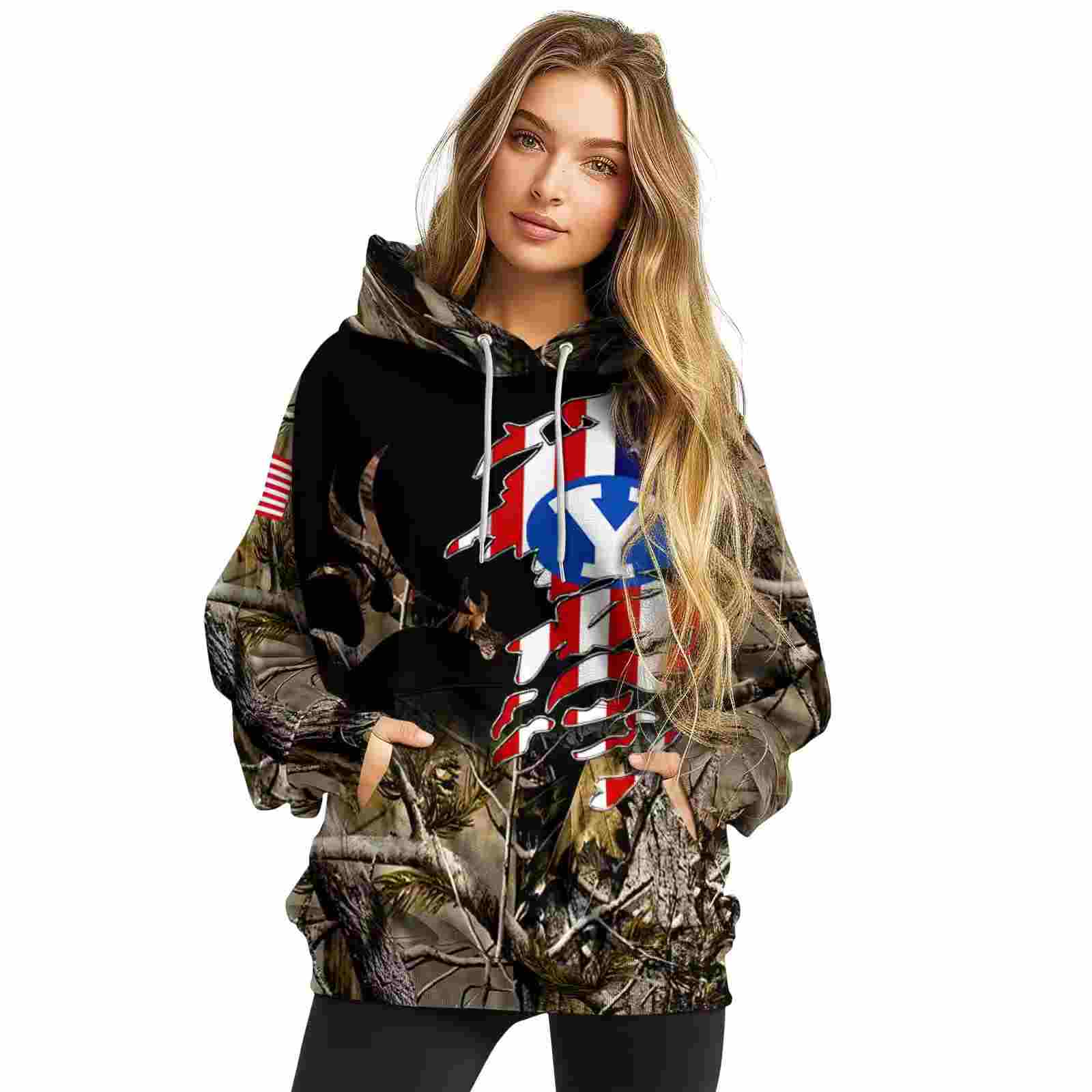 customized byu cougars tree camo hoodie high quality
