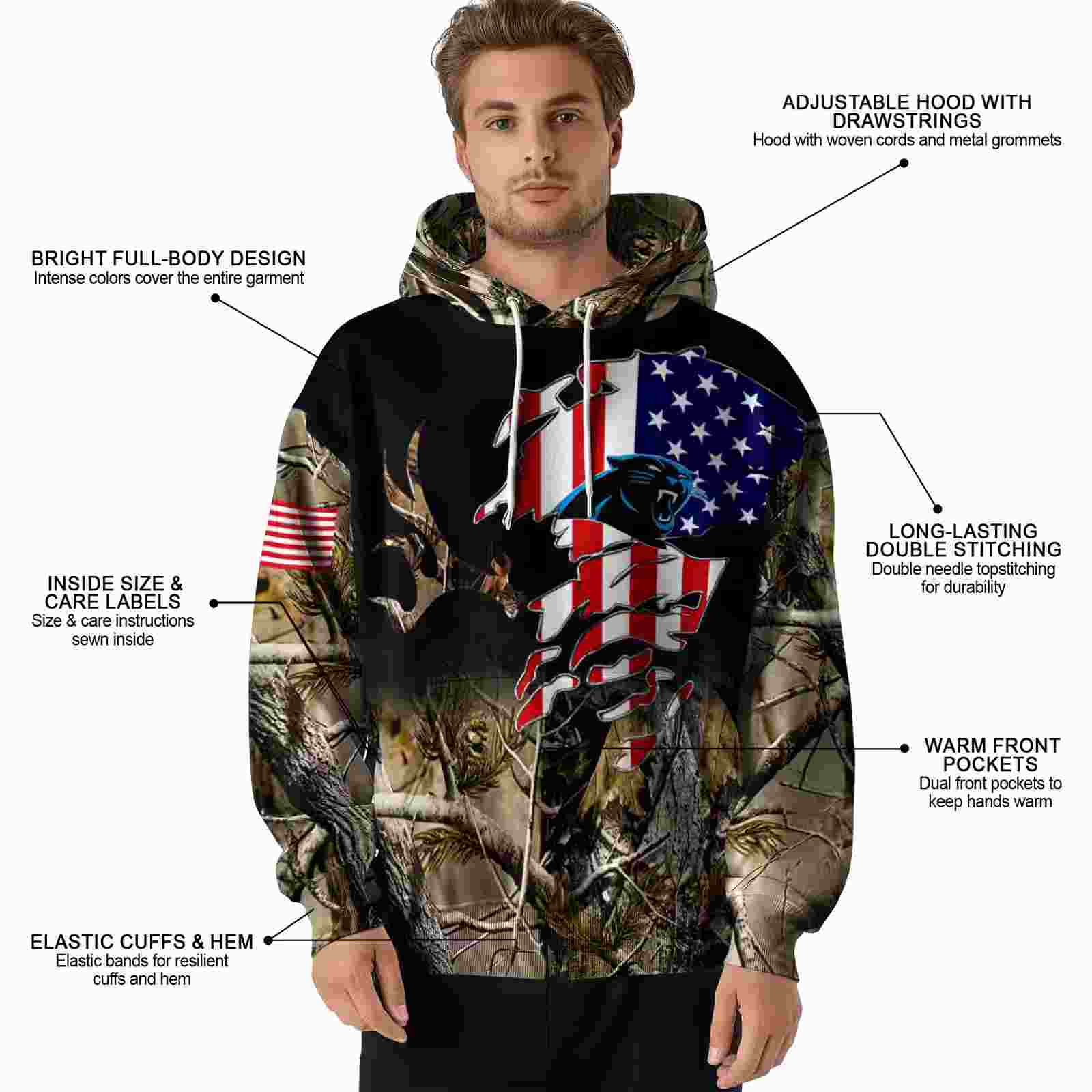 customized carolina panthers tree camo hoodie latest model