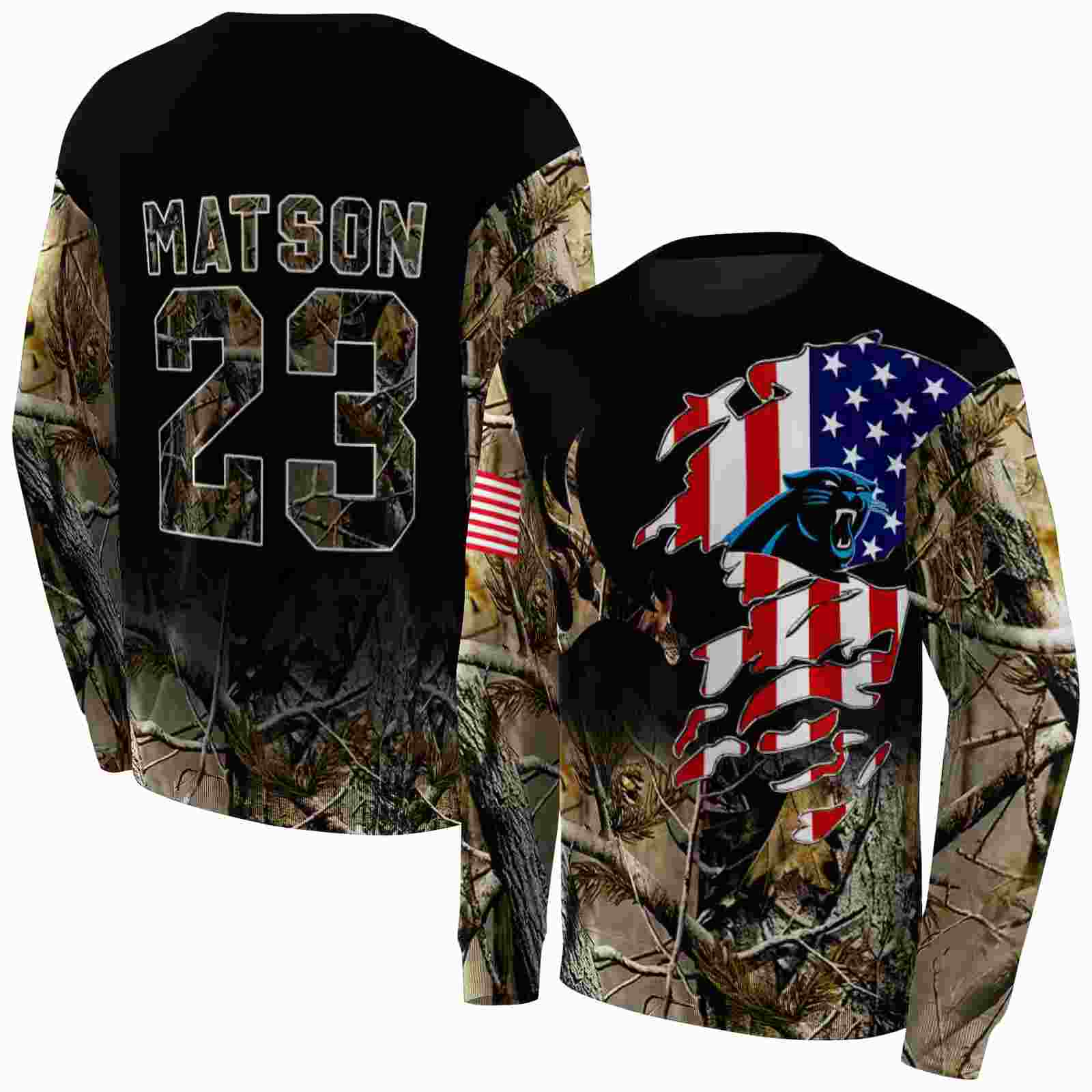 customized carolina panthers tree camo hoodie premium grade