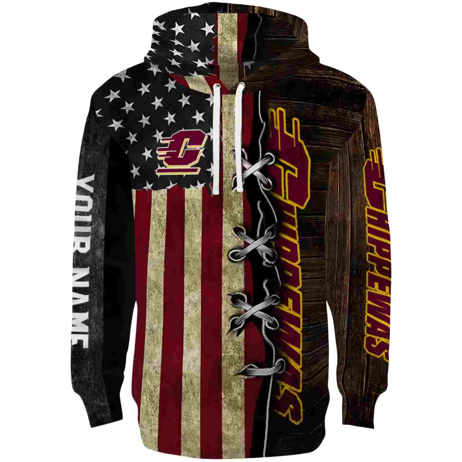 Customized Central Michigan Chippewas American Pride Hoodie