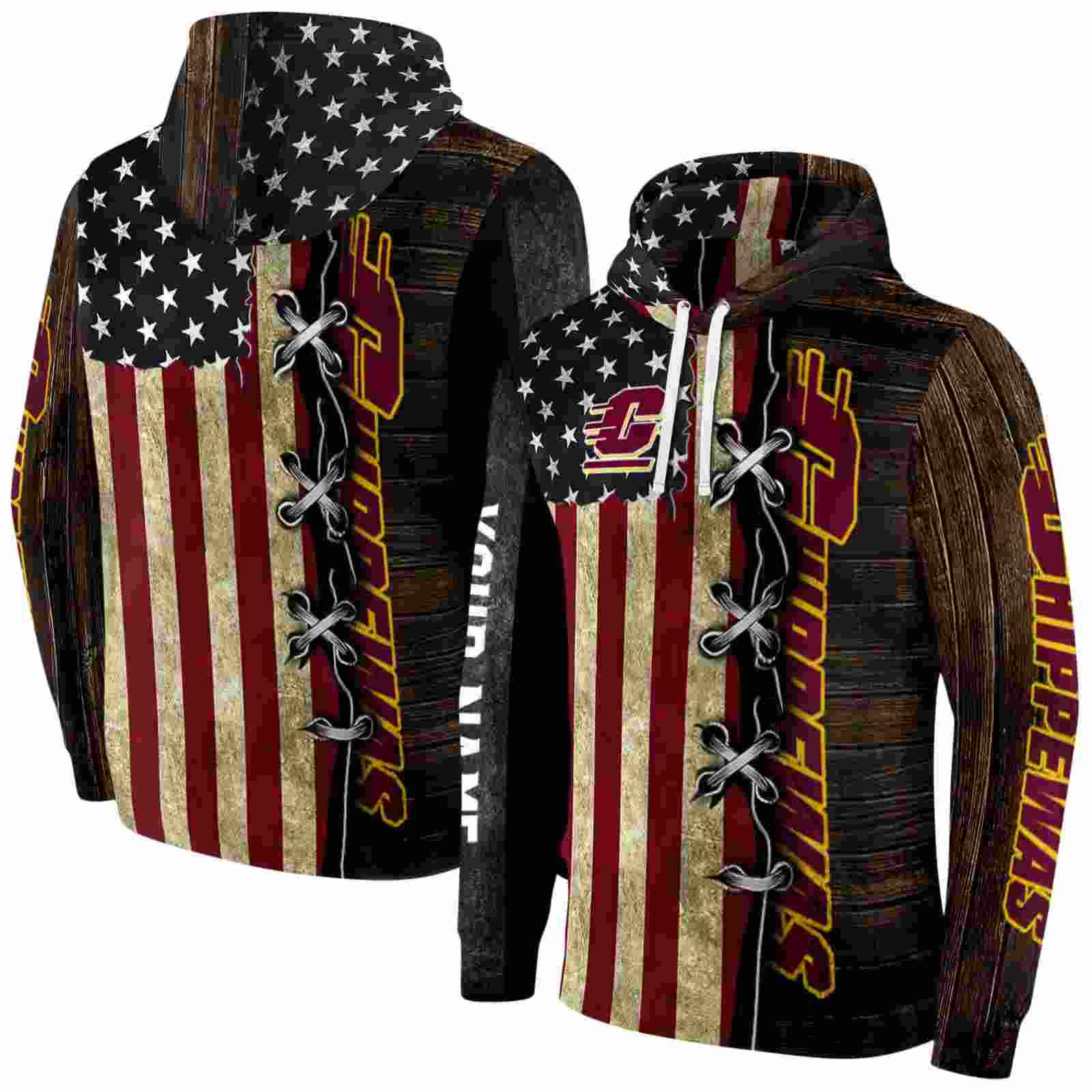 customized central michigan chippewas american pride hoodie fashion forward