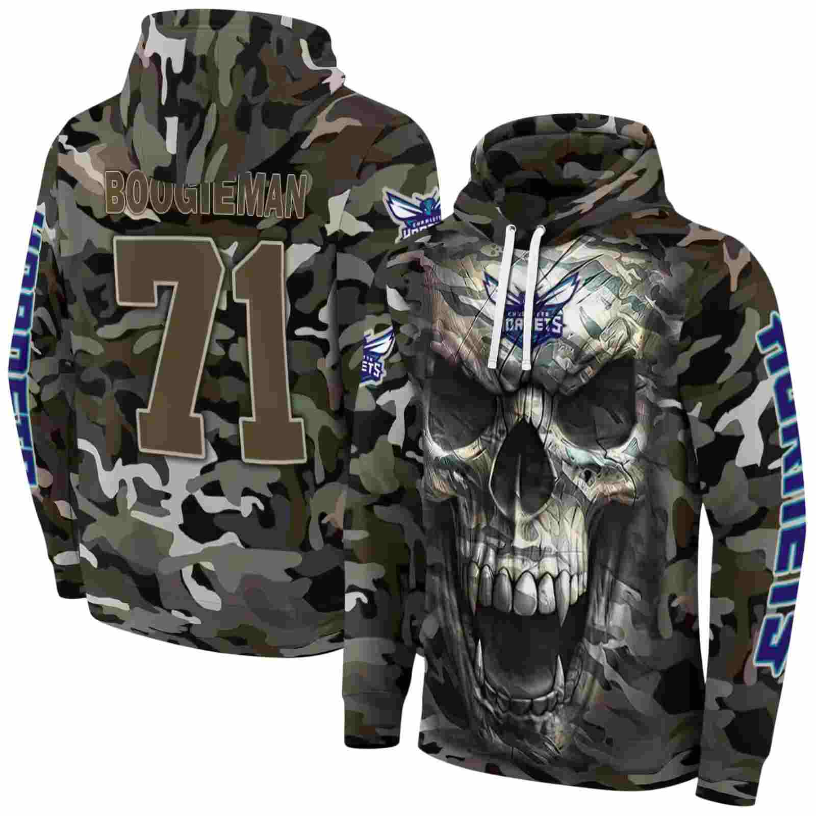 customized charlotte hornets camo skull hoodie fashion forward