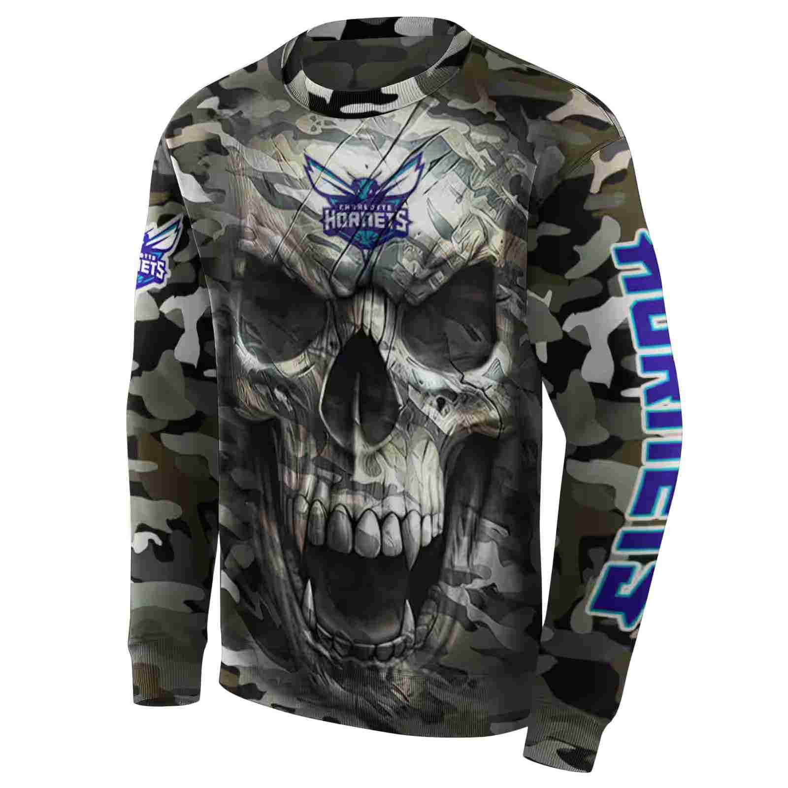 customized charlotte hornets camo skull hoodie new arrival