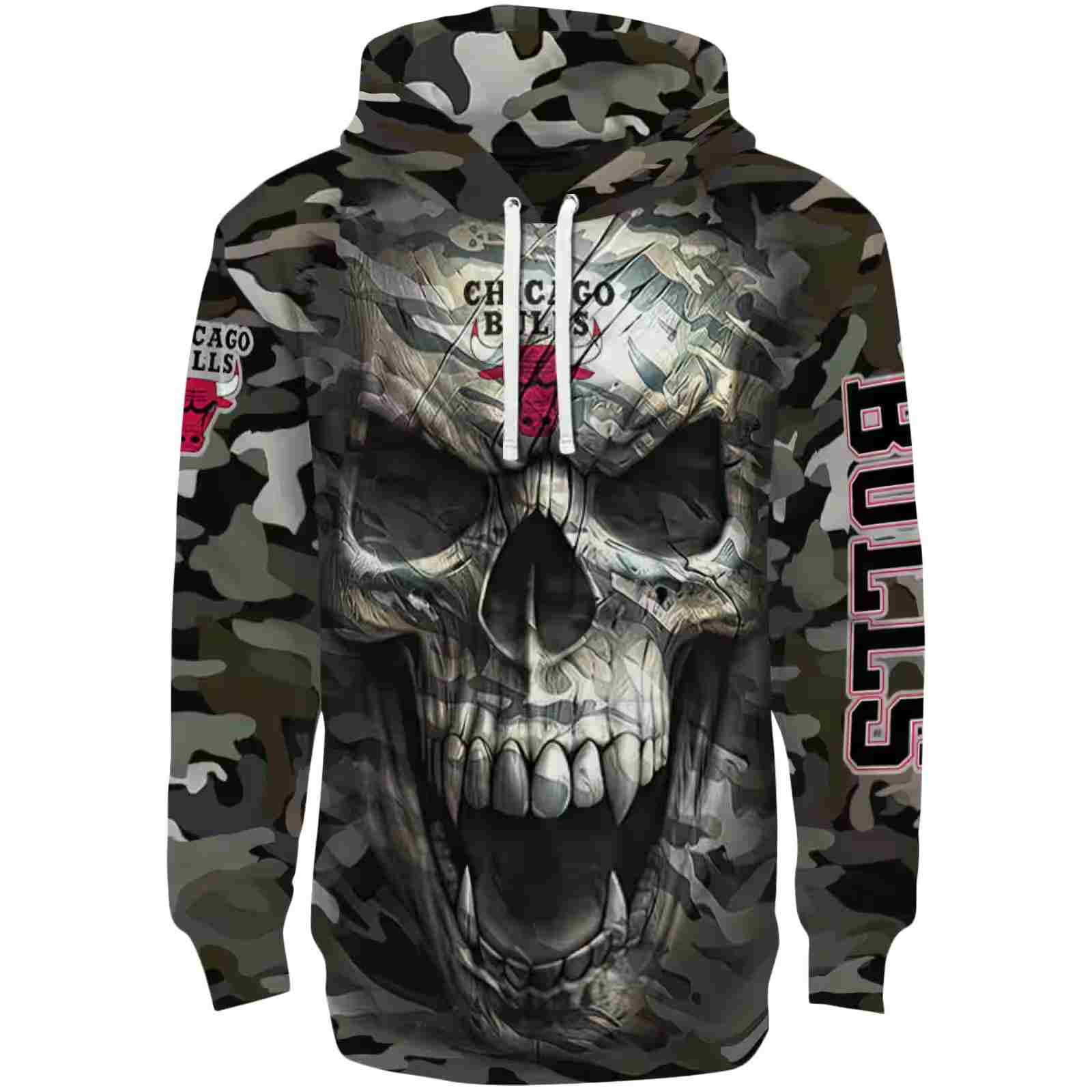 Customized Chicago Bulls Camo Skull Hoodie