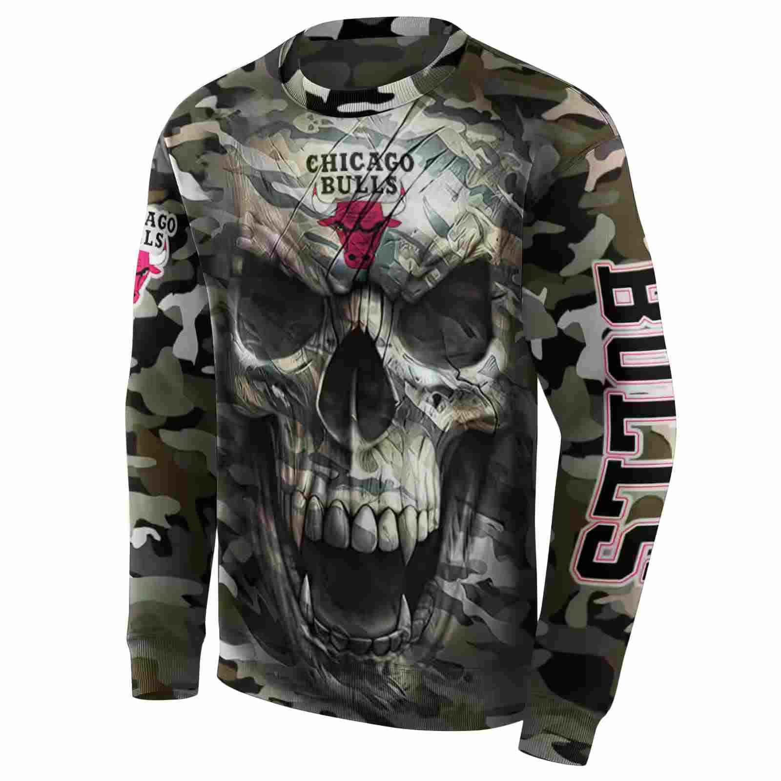 customized chicago bulls camo skull hoodie new arrival