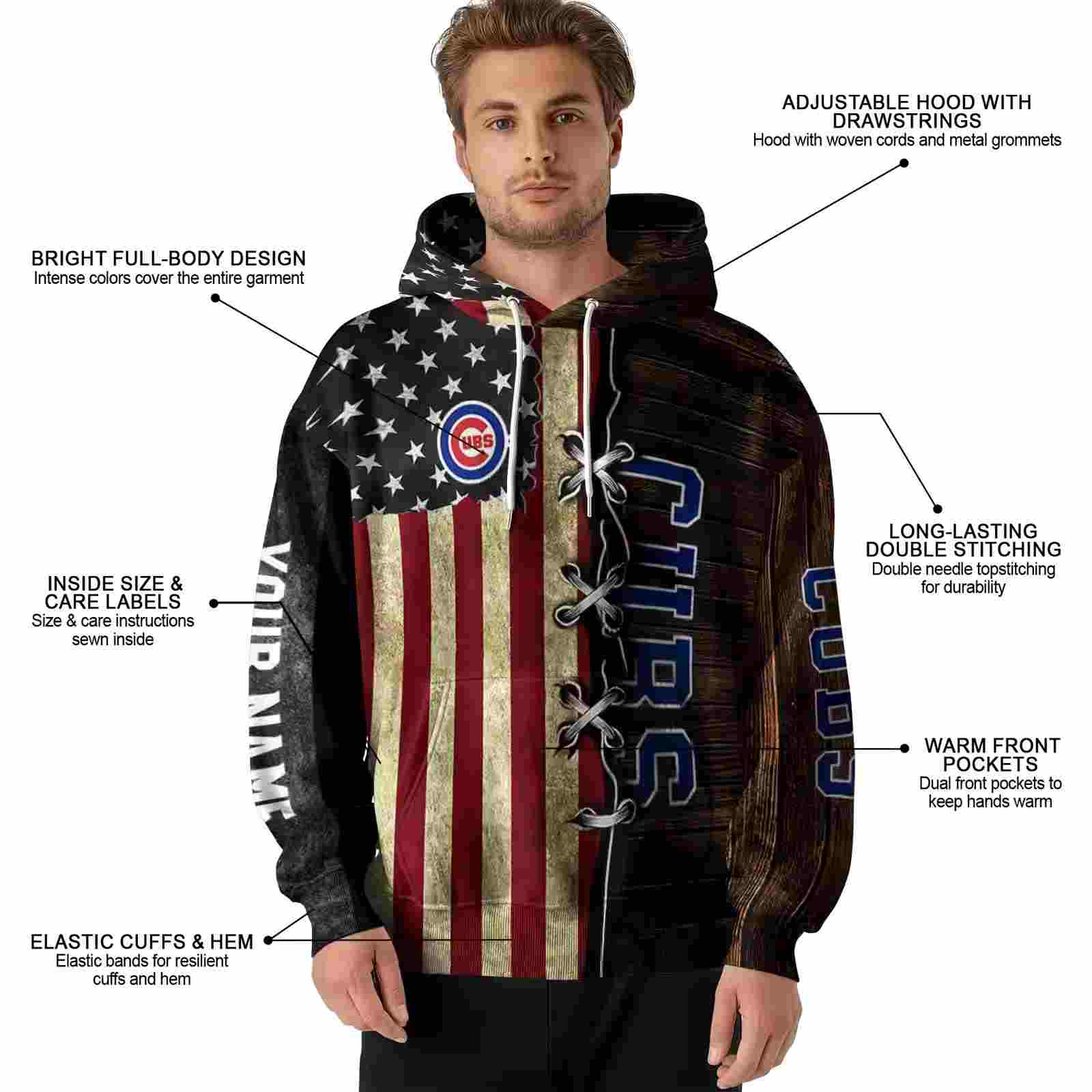 customized chicago cubs american pride hoodie latest model