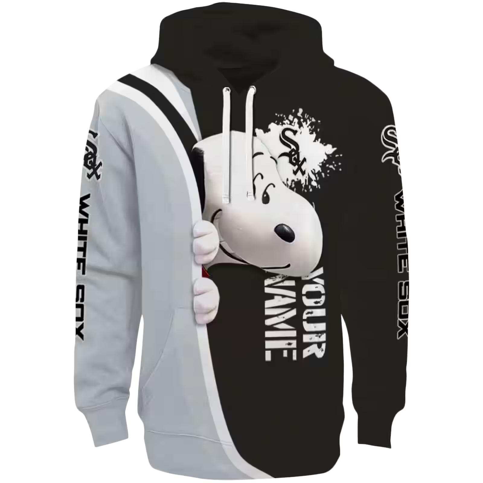 Customized Chicago White Sox Peeking Snoopy Black Hoodie