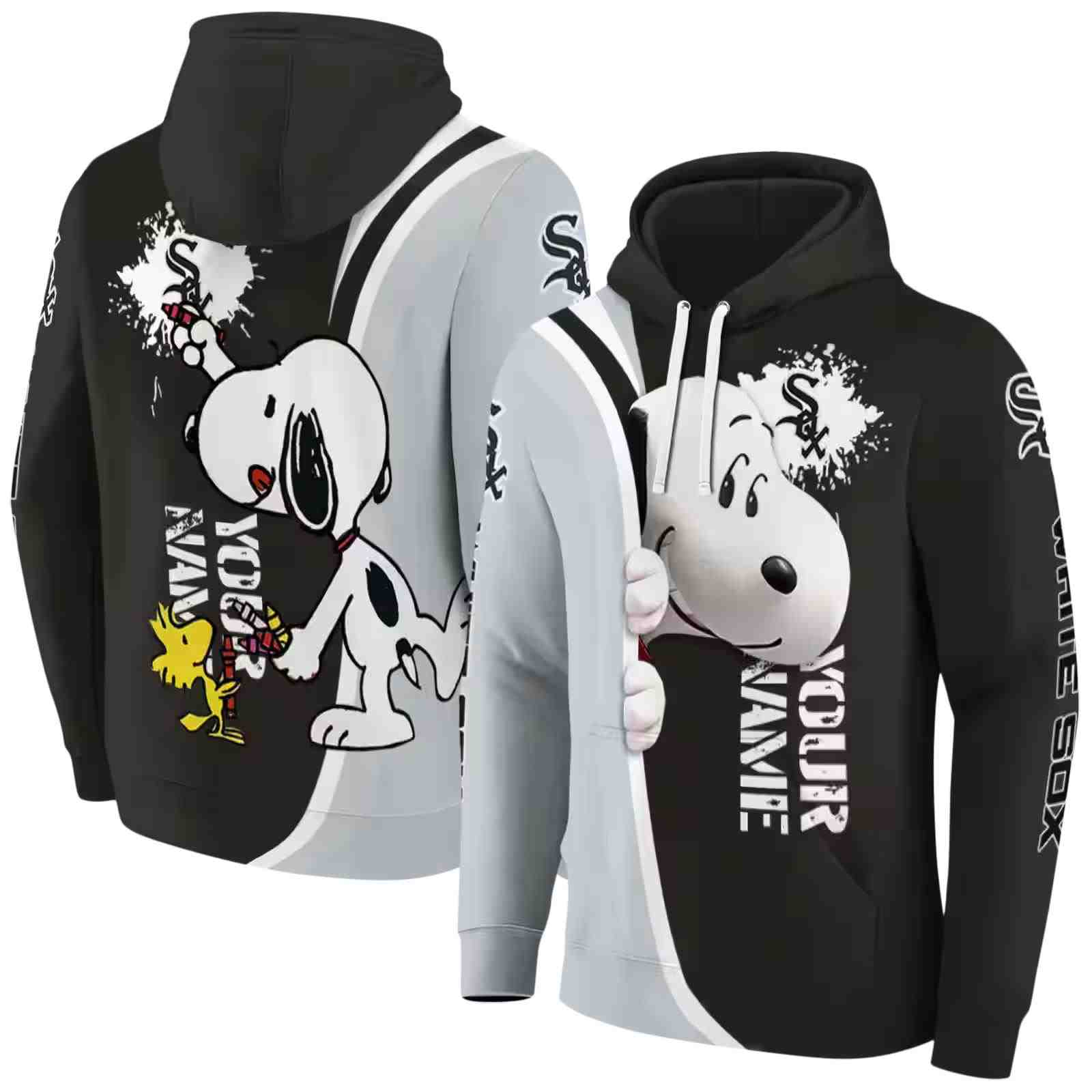 customized chicago white sox peeking snoopy black hoodie fashion forward