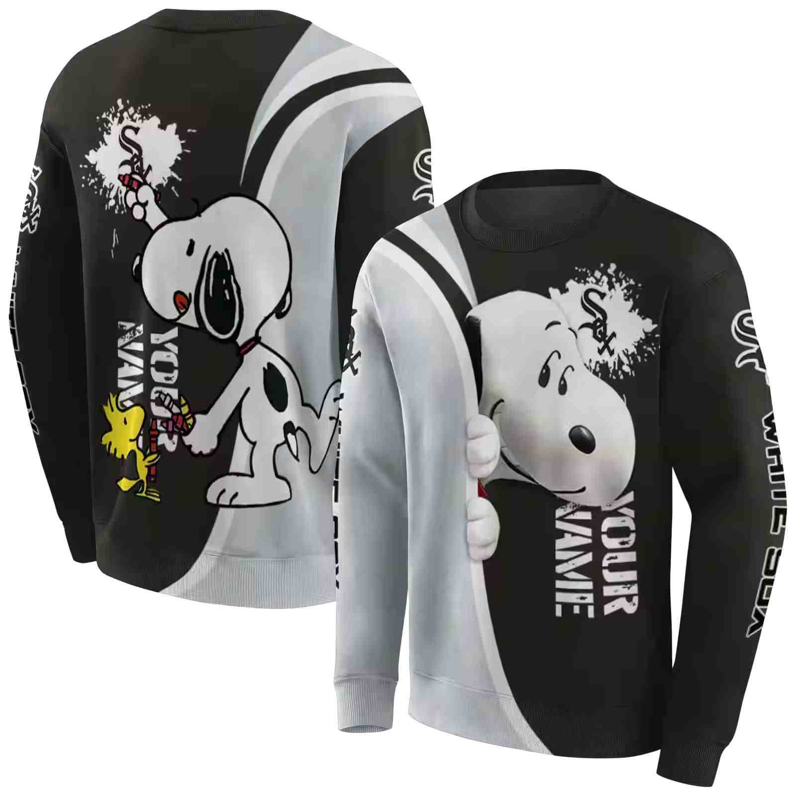 customized chicago white sox peeking snoopy black hoodie premium grade