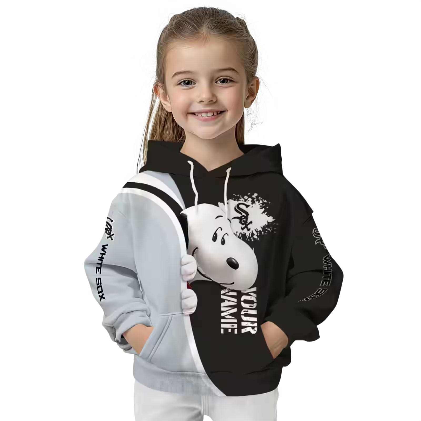 customized chicago white sox peeking snoopy black hoodie top rated