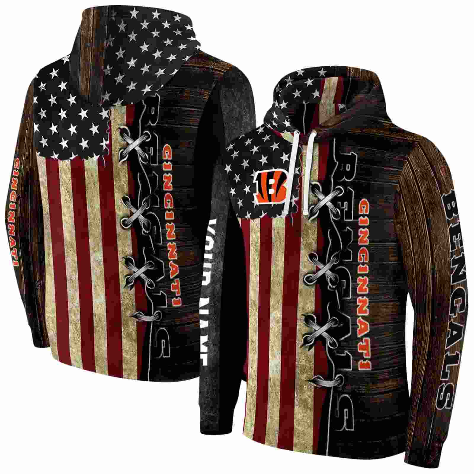 customized cincinnati bengals american pride hoodie fashion forward