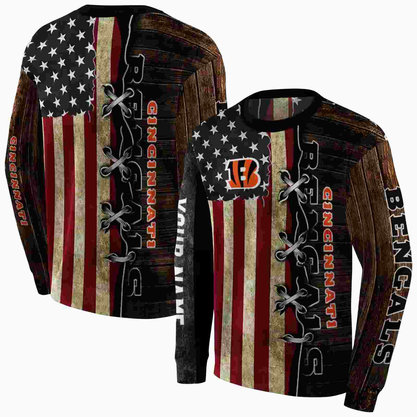 customized cincinnati bengals american pride hoodie premium grade