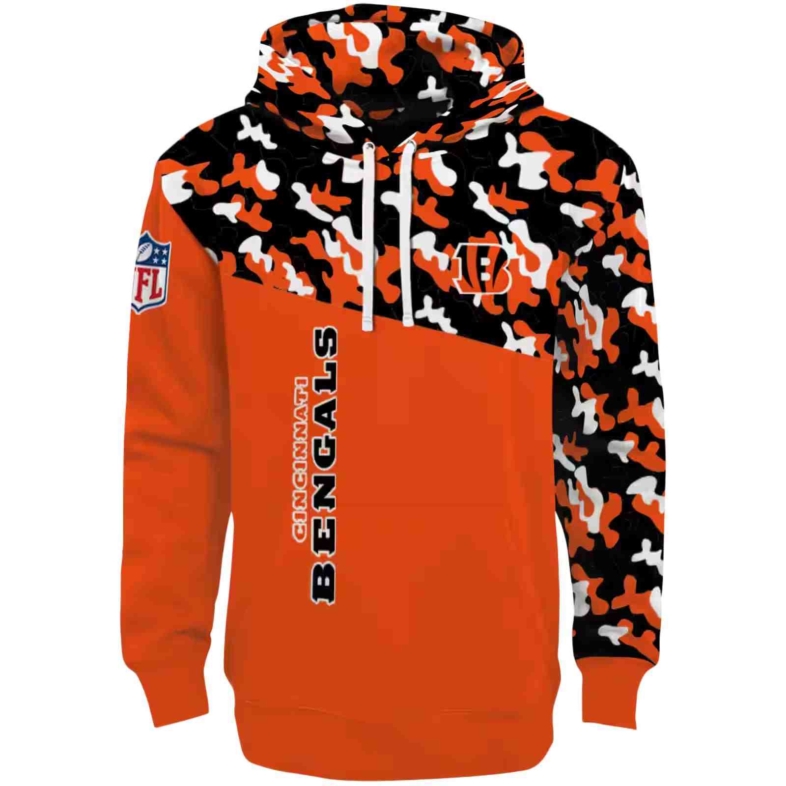 Customized Cincinnati Bengals Camo Pattern Orange Hoodie