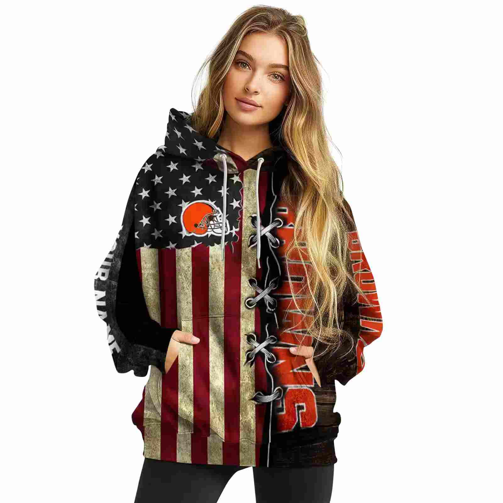 customized cleveland browns american pride hoodie high quality