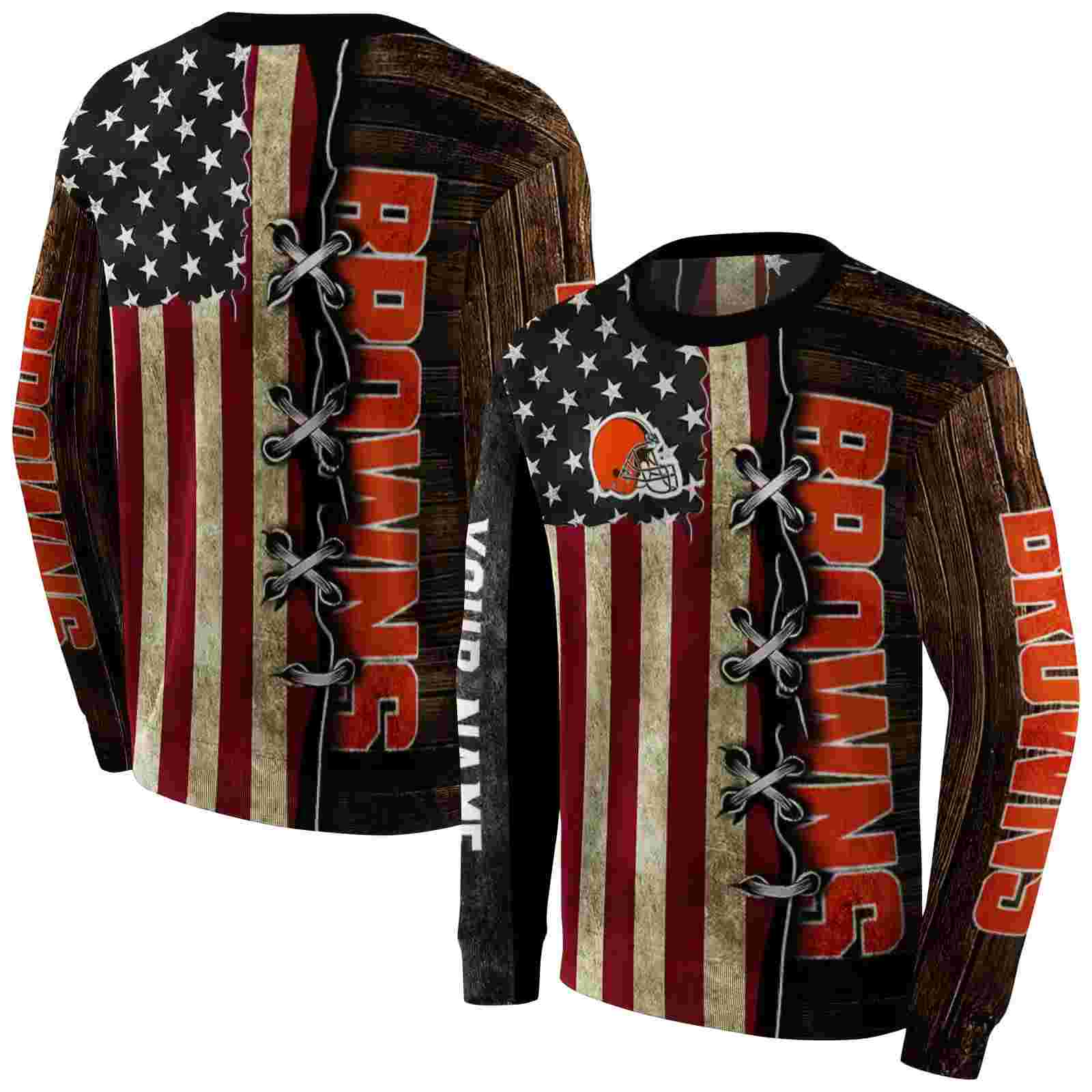 customized cleveland browns american pride hoodie premium grade