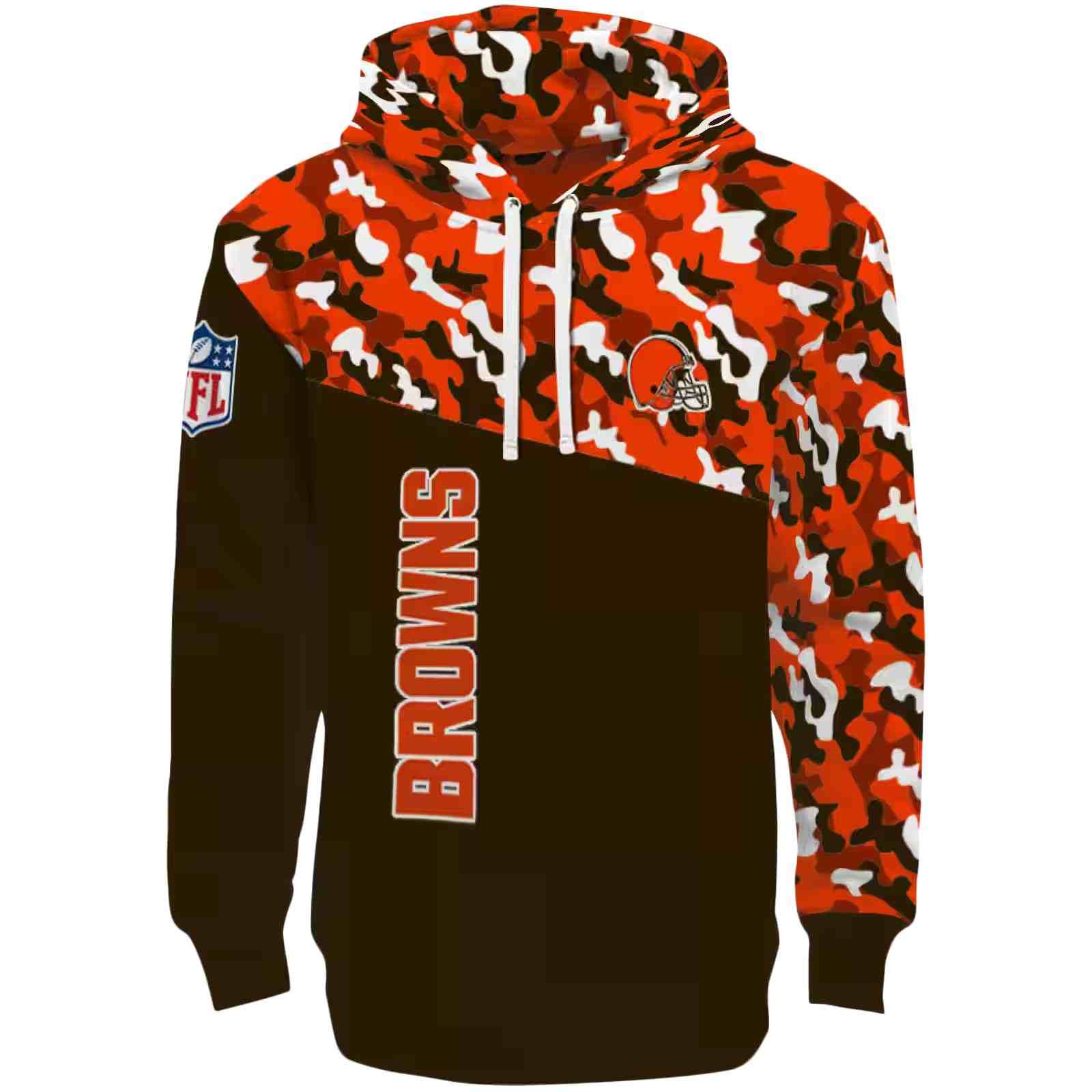 Customized Cleveland Browns Camo Pattern Brown Hoodie