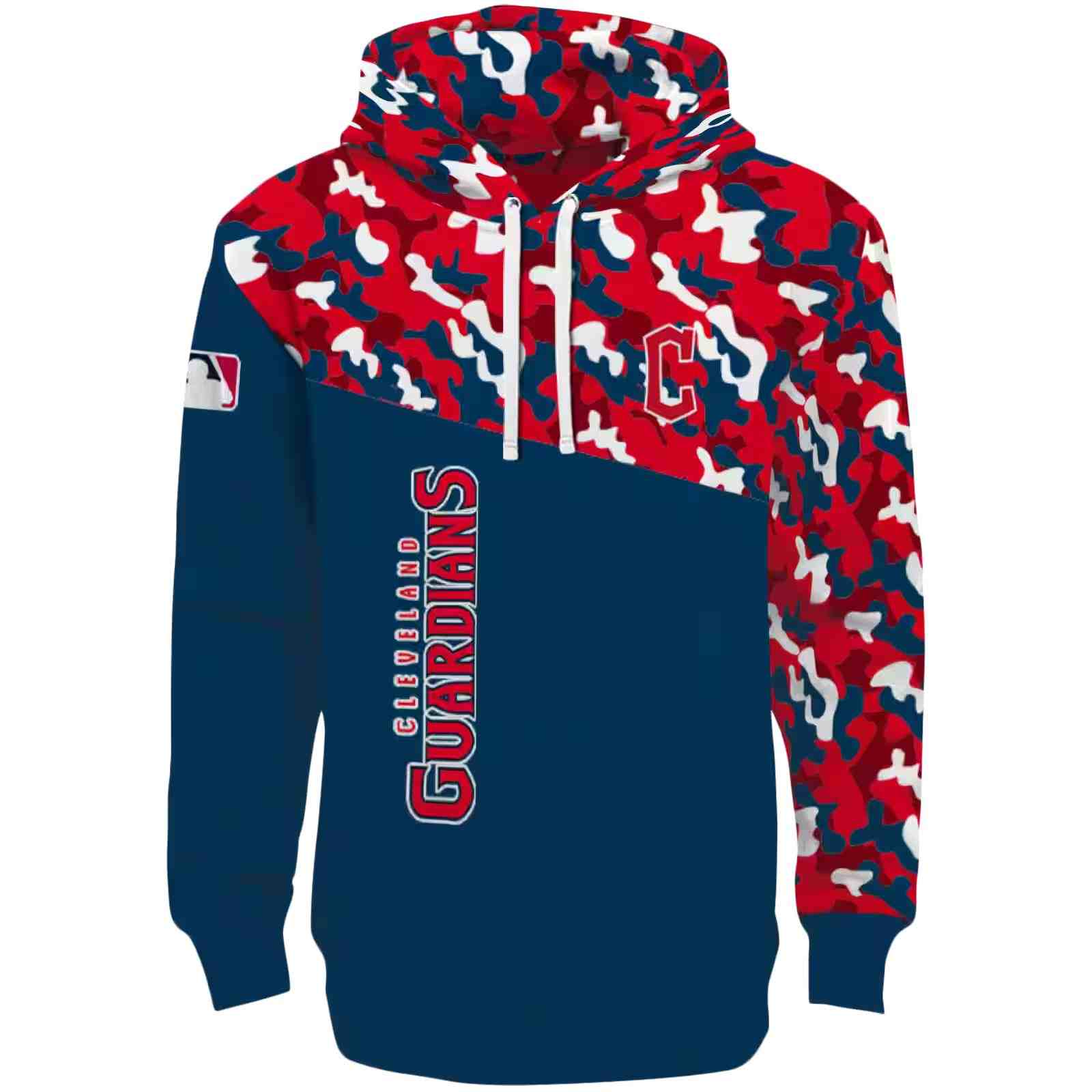 Customized Cleveland Guardians Camo Pattern Navy Blue Hoodie