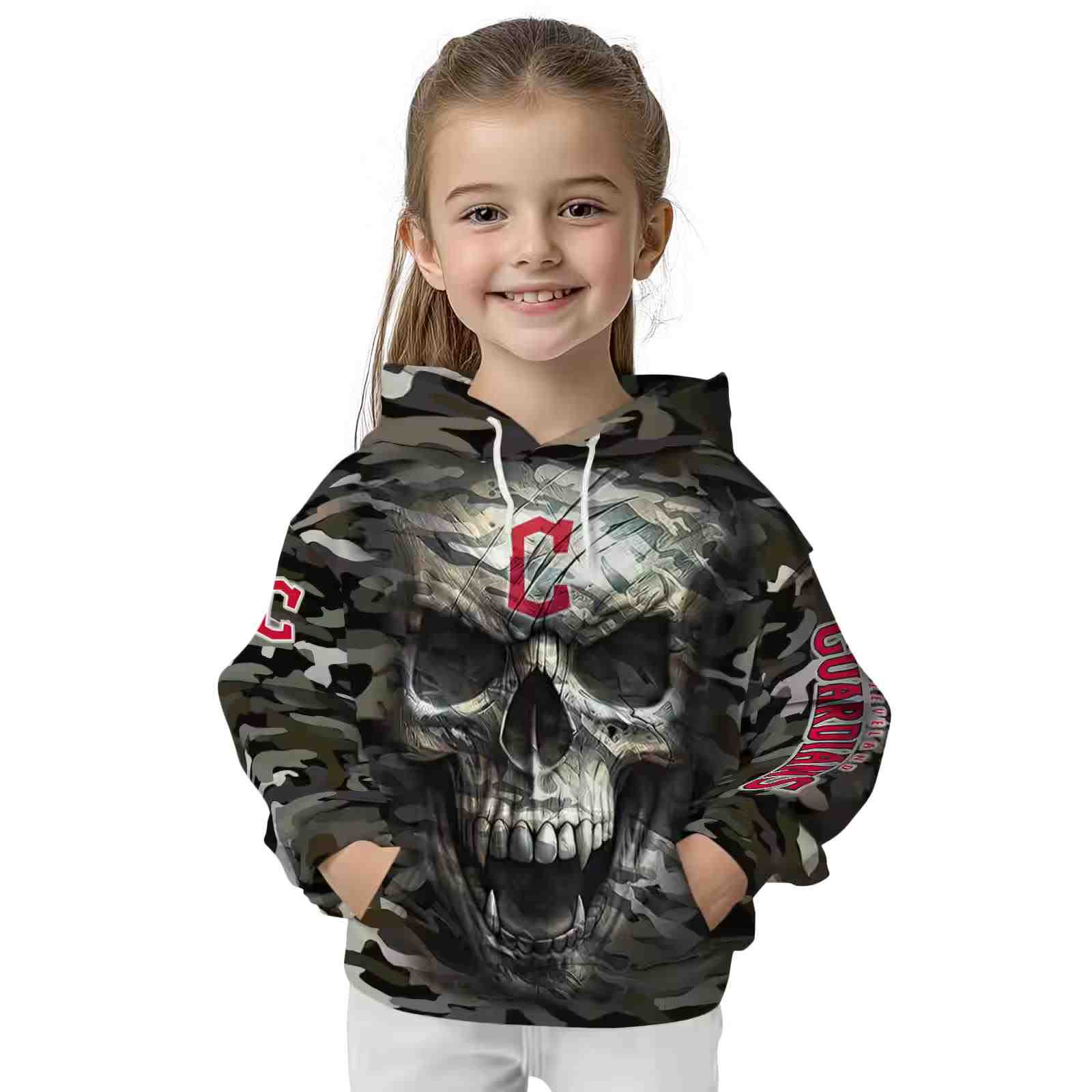 customized cleveland guardians camo skull hoodie top rated