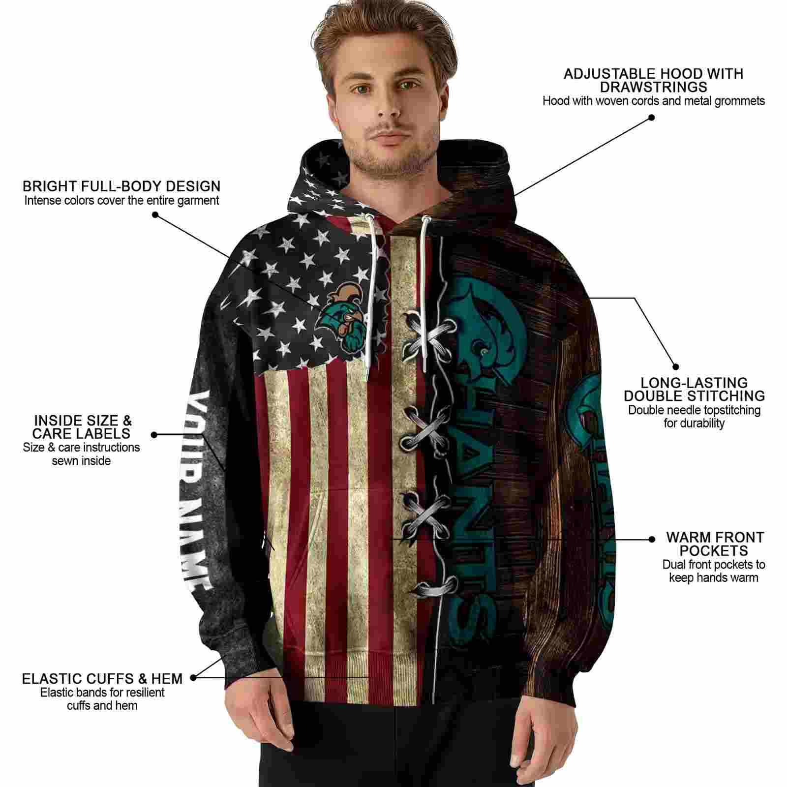 customized coastal carolina chanticleers american pride hoodie latest model