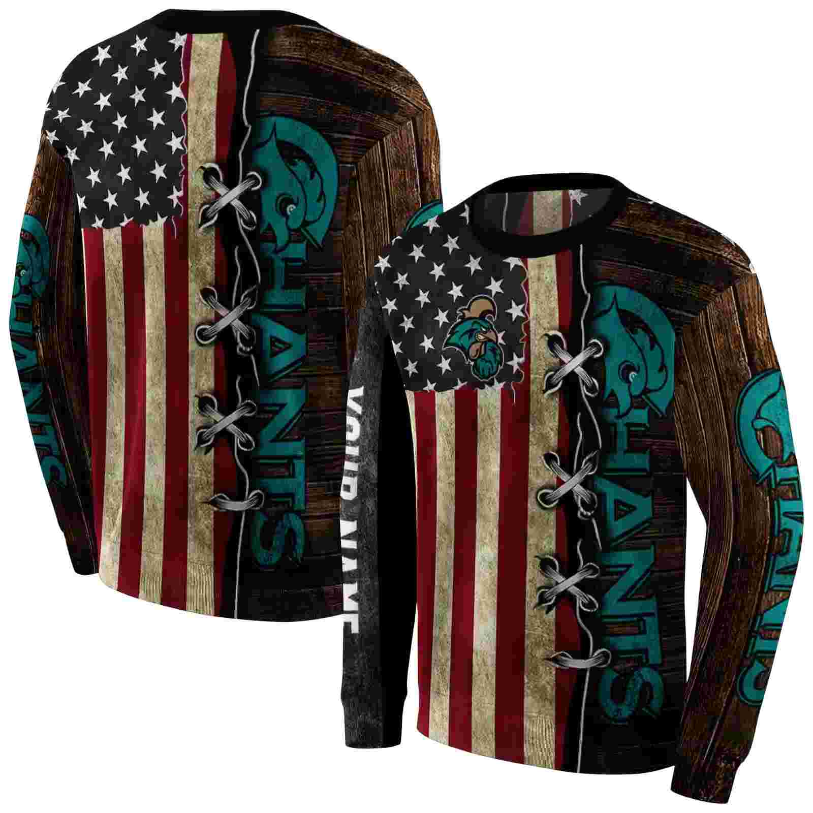 customized coastal carolina chanticleers american pride hoodie premium grade