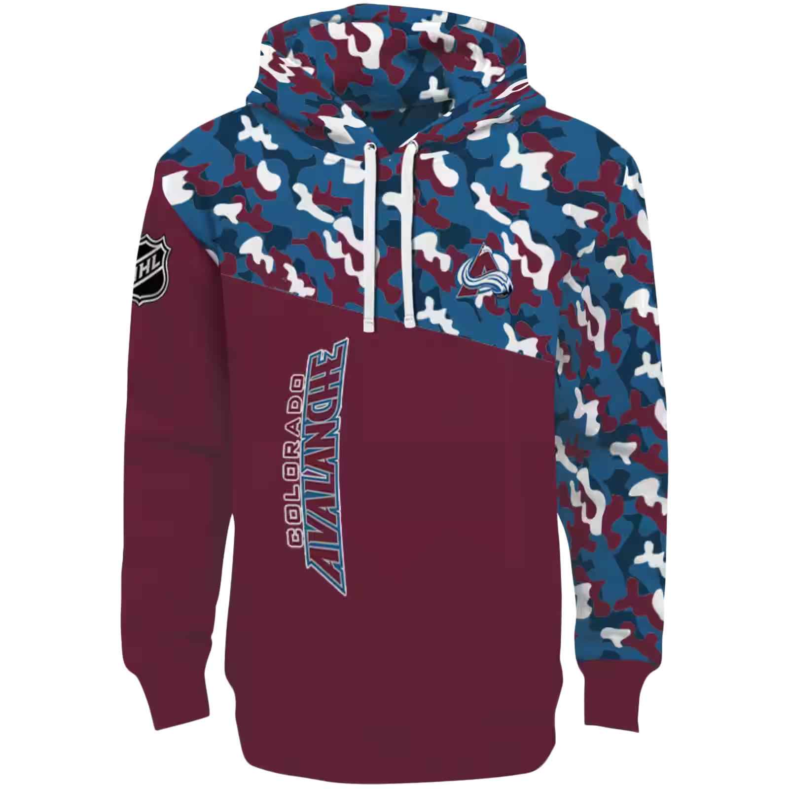 Customized Colorado Avalanche Camo Pattern Burgundy Hoodie