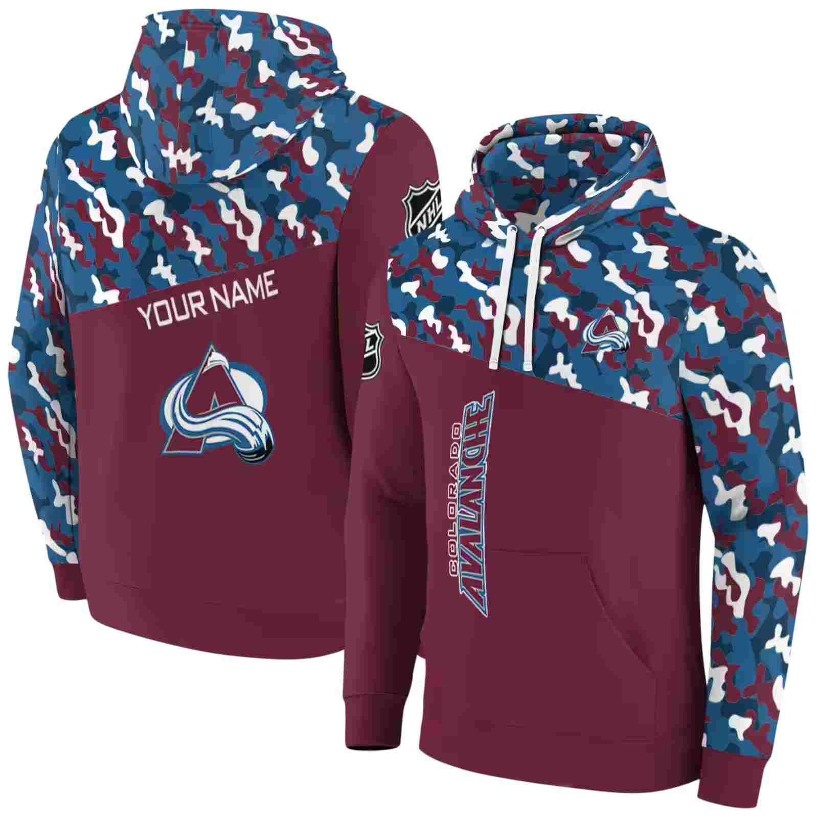 customized colorado avalanche camo pattern burgundy hoodie fashion forward