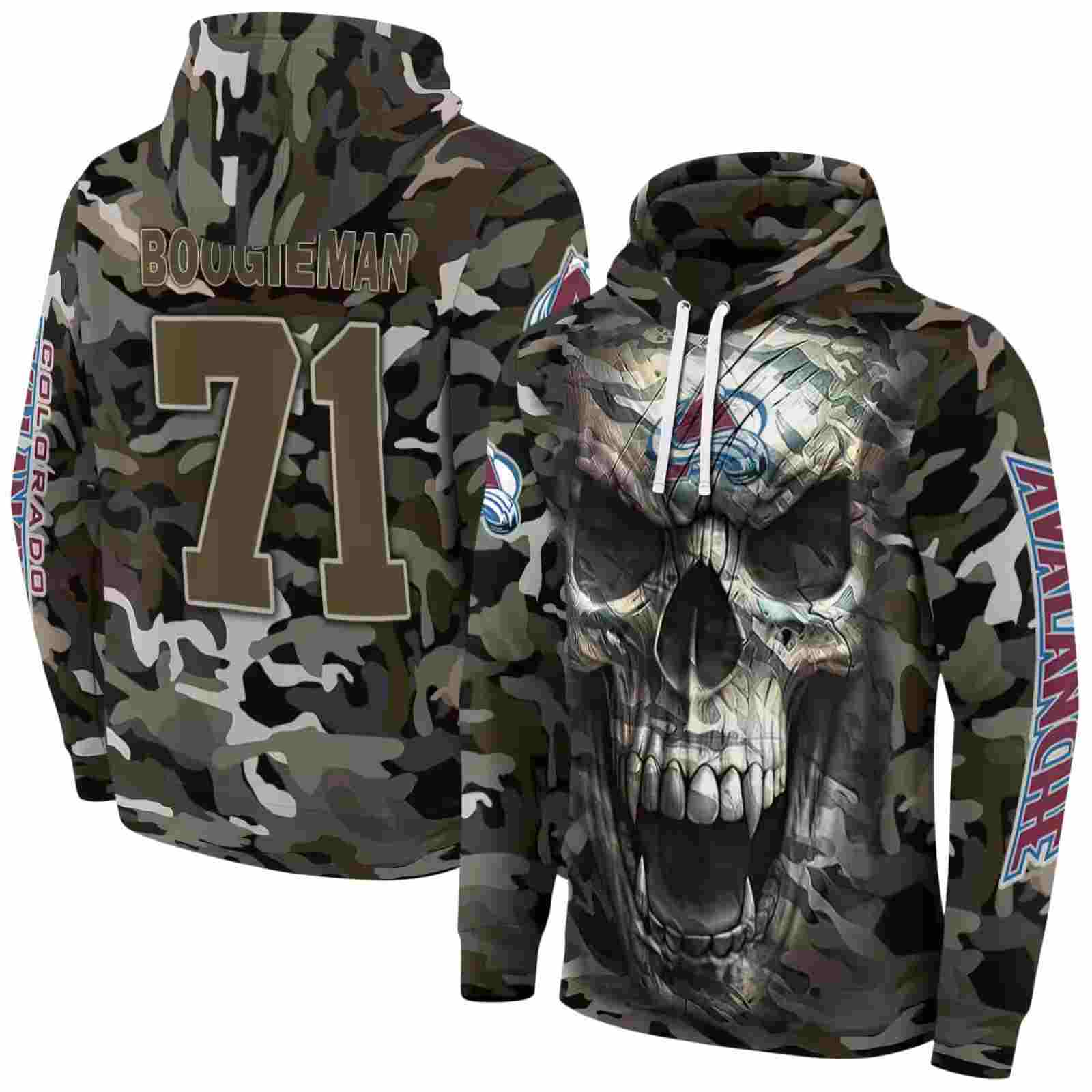 customized colorado avalanche camo skull hoodie fashion forward