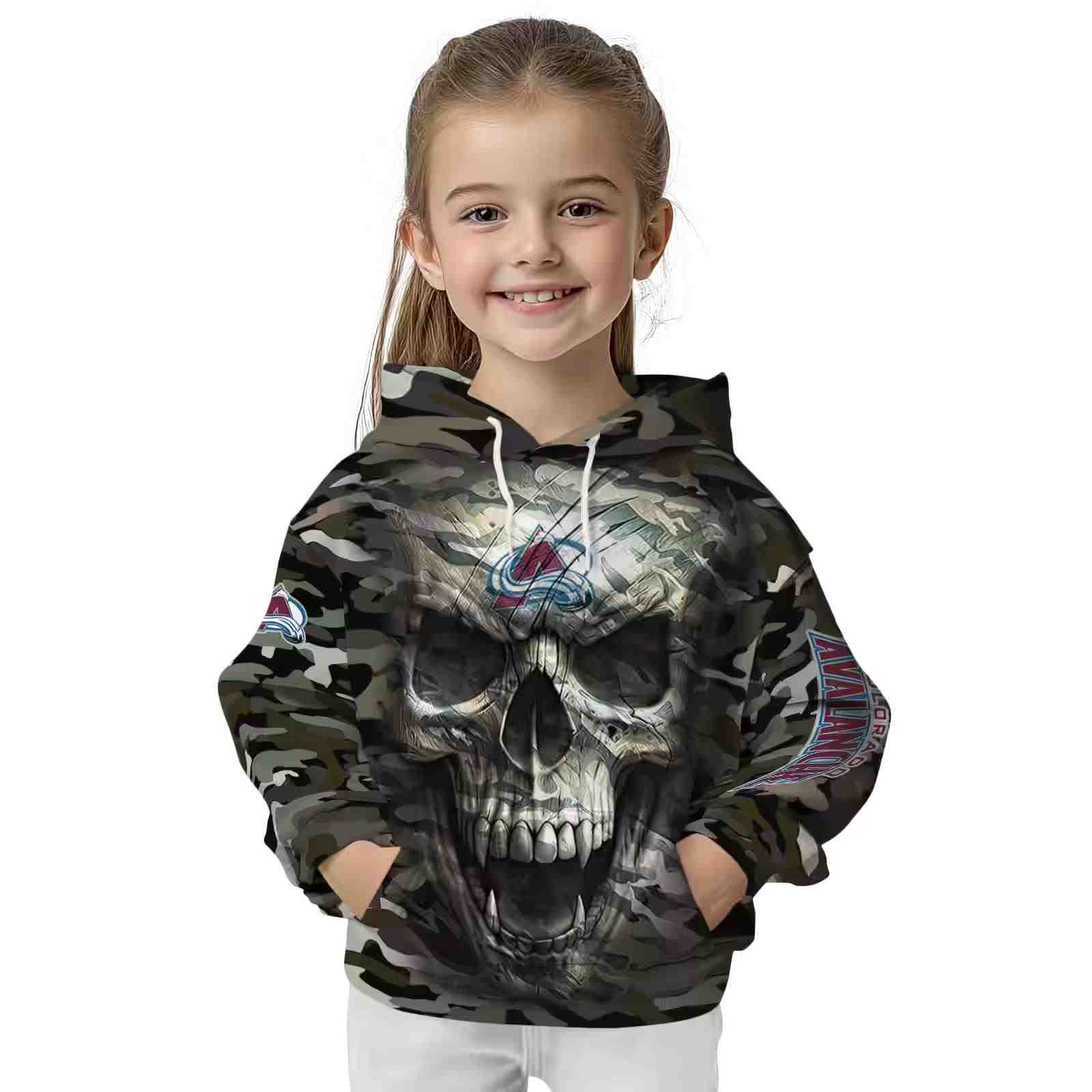 customized colorado avalanche camo skull hoodie top rated