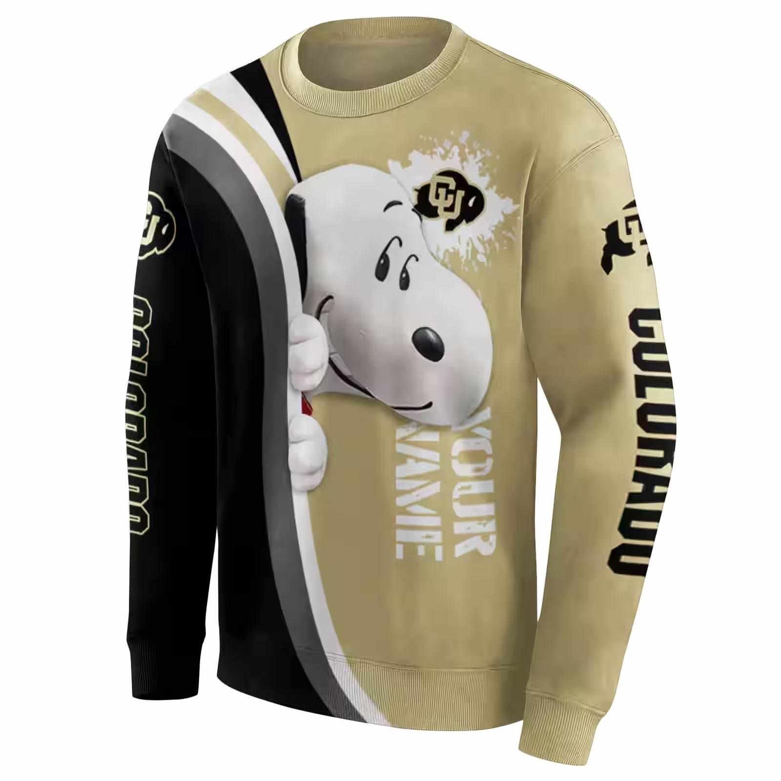 customized colorado buffaloes peeking snoopy gold hoodie new arrival