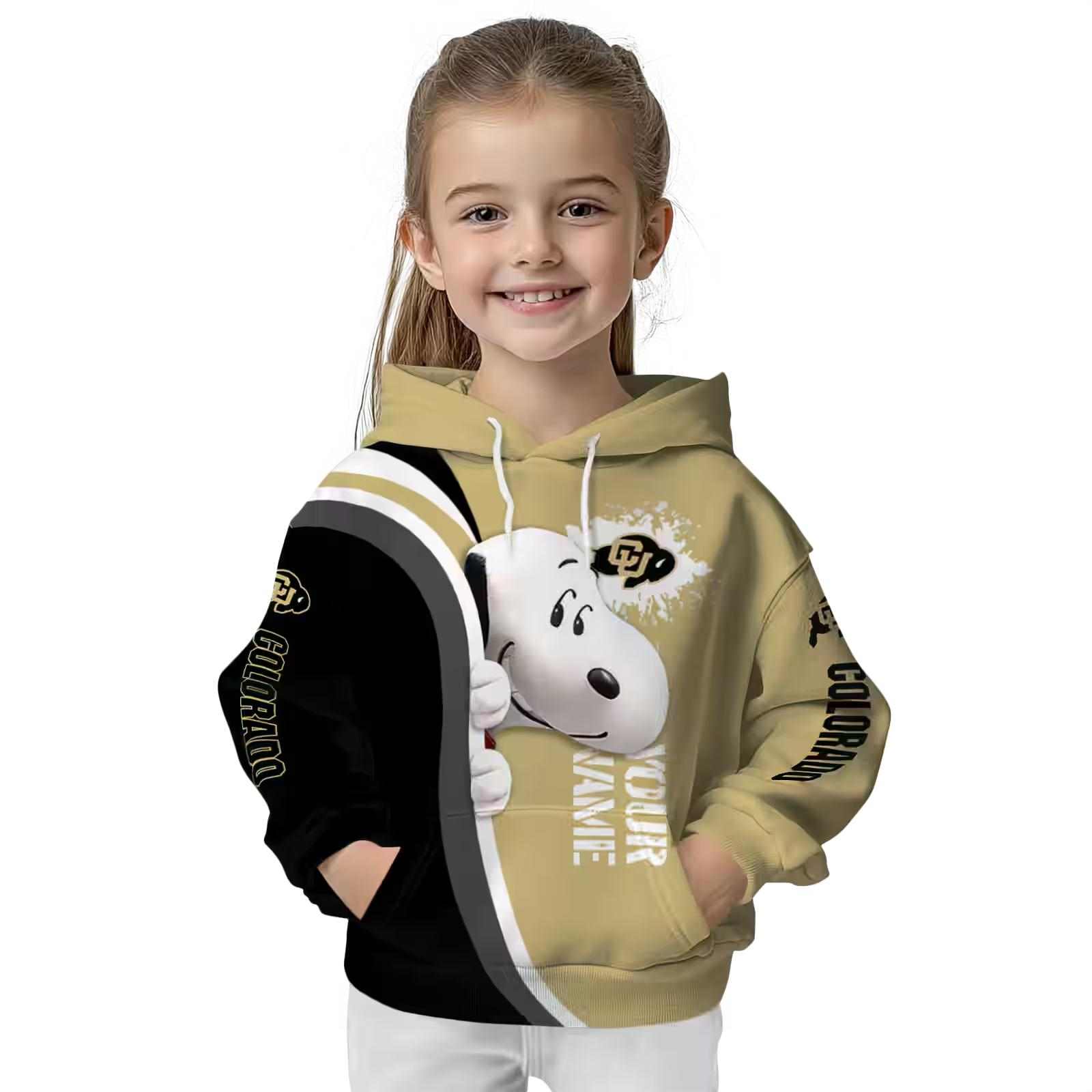 customized colorado buffaloes peeking snoopy gold hoodie top rated