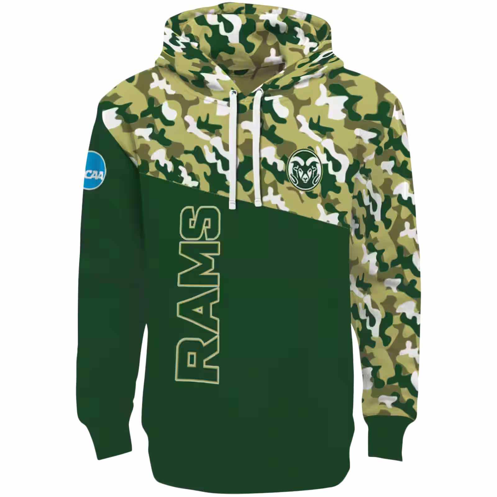 Customized Colorado State Rams Camo Pattern Green Hoodie