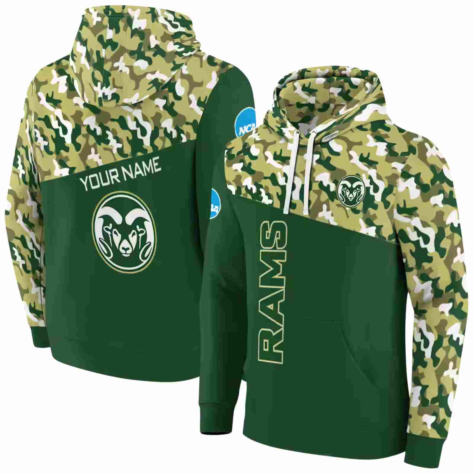 customized colorado state rams camo pattern green hoodie fashion forward