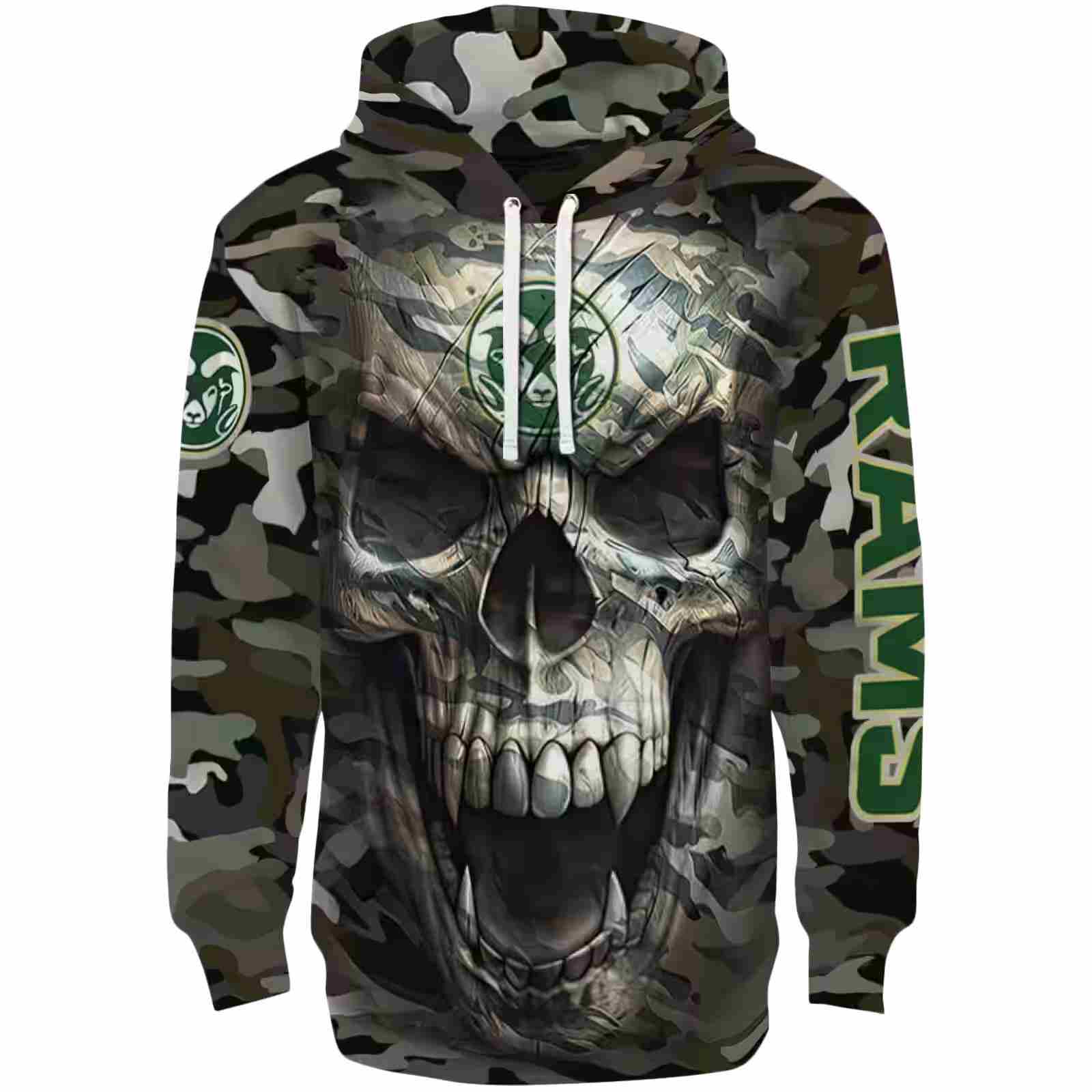Customized Colorado State Rams Camo Skull Hoodie