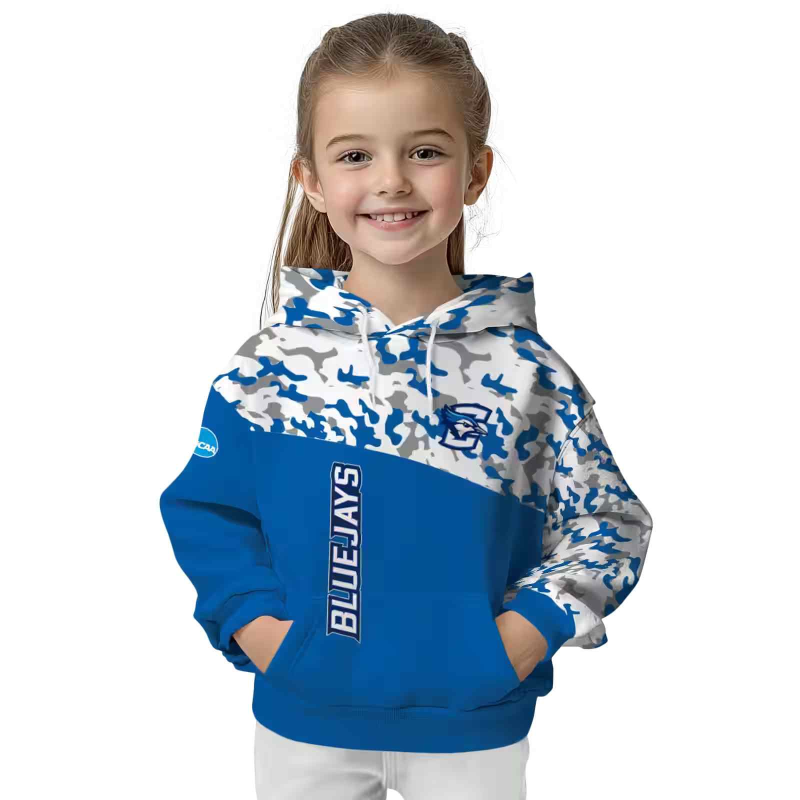 customized creighton bluejays camo pattern blue hoodie top rated