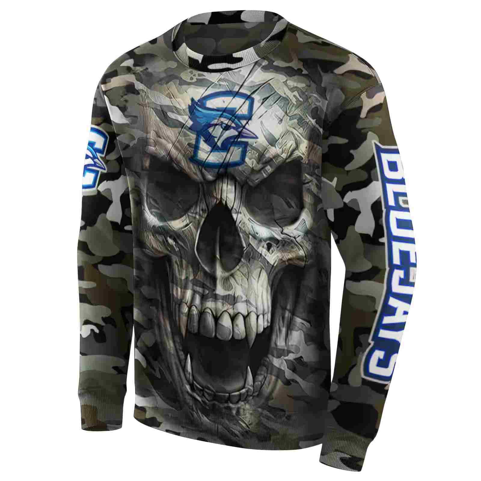 customized creighton bluejays camo skull hoodie new arrival