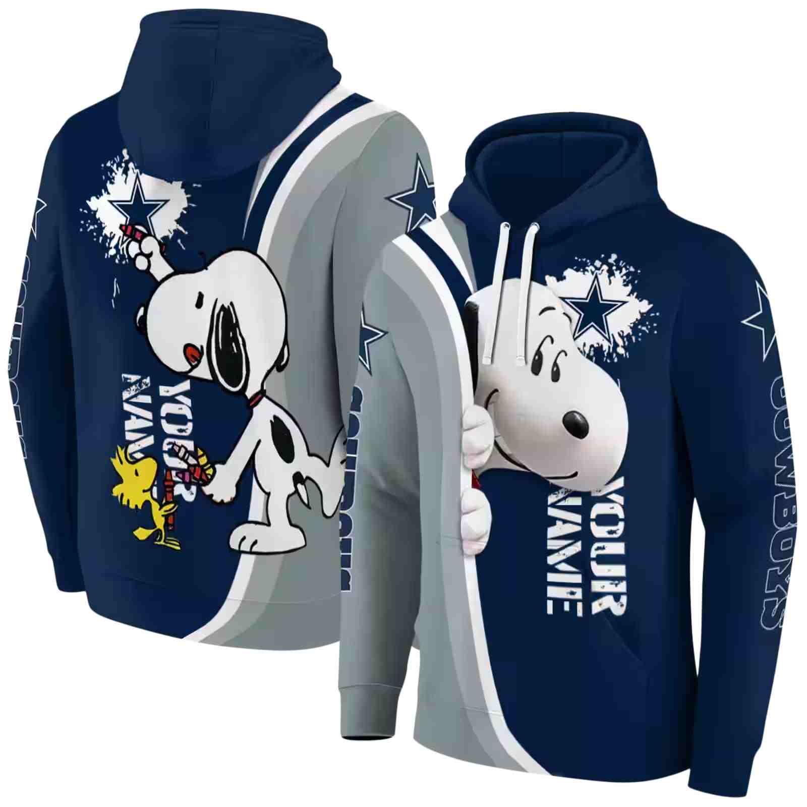 customized dallas cowboys peeking snoopy blue hoodie fashion forward