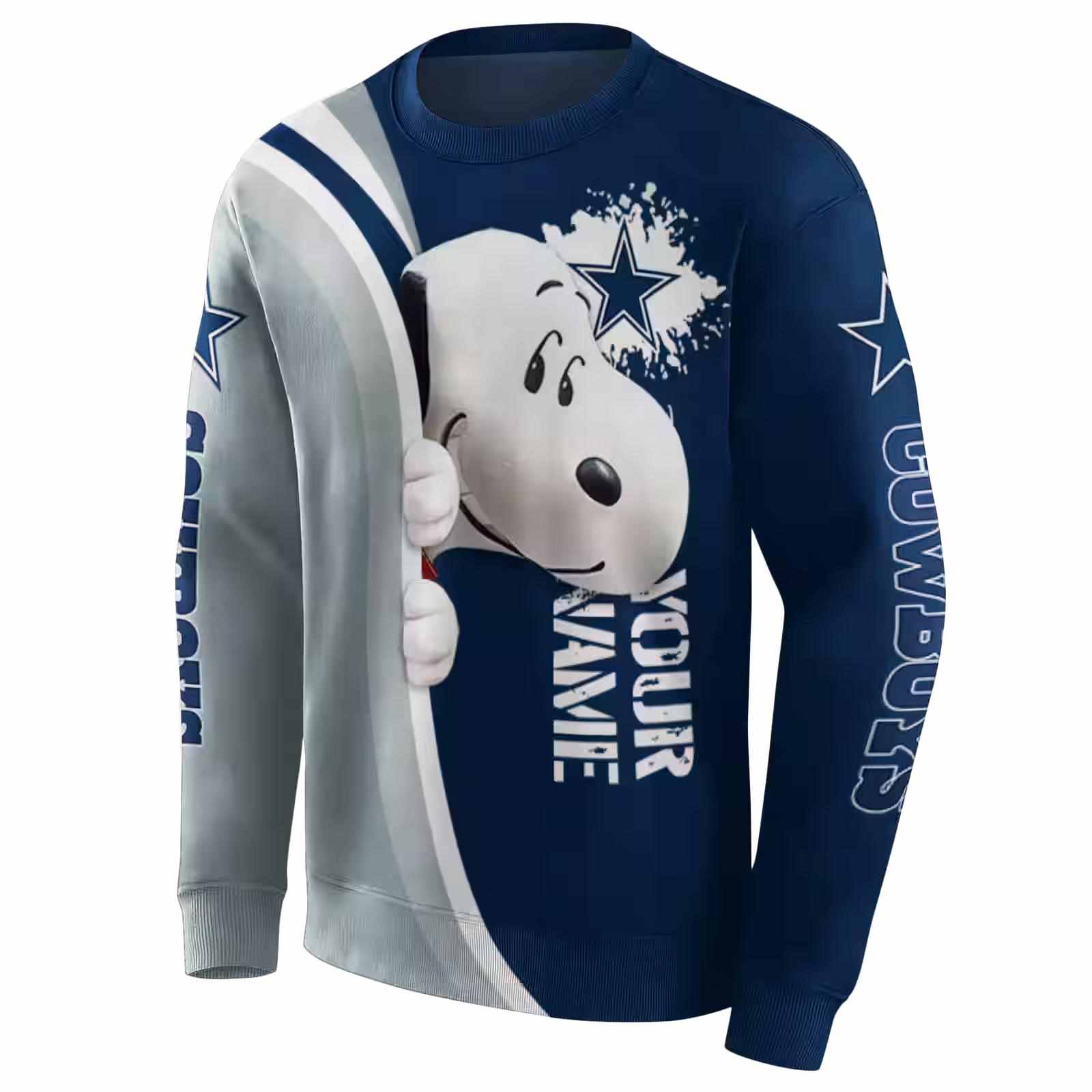 customized dallas cowboys peeking snoopy blue hoodie new arrival