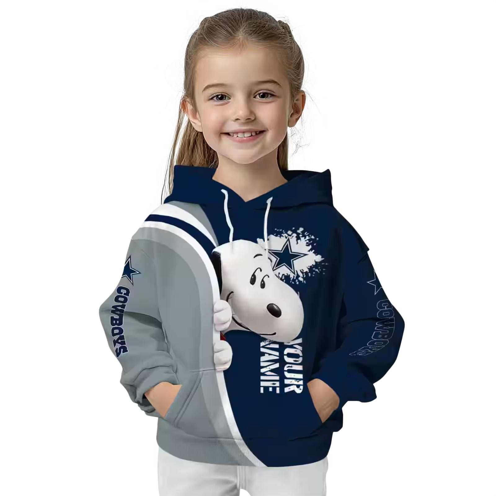 customized dallas cowboys peeking snoopy blue hoodie top rated